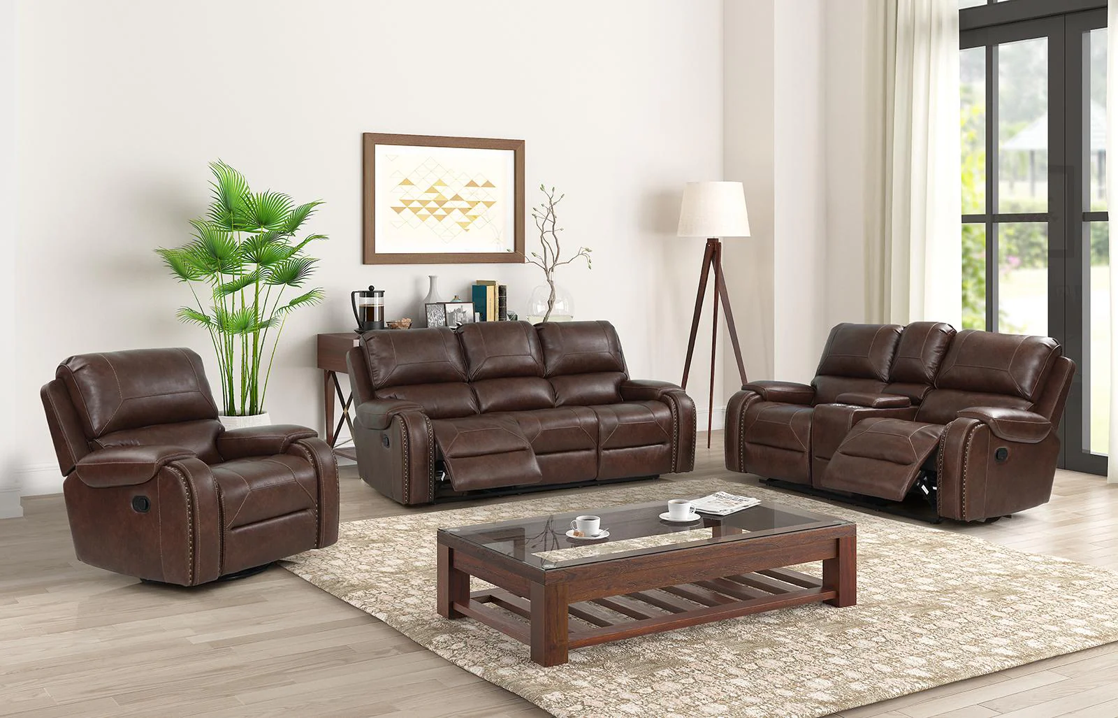 New Classic Furniture Taos Swivel Glider Recliner in Caramel - Image 4