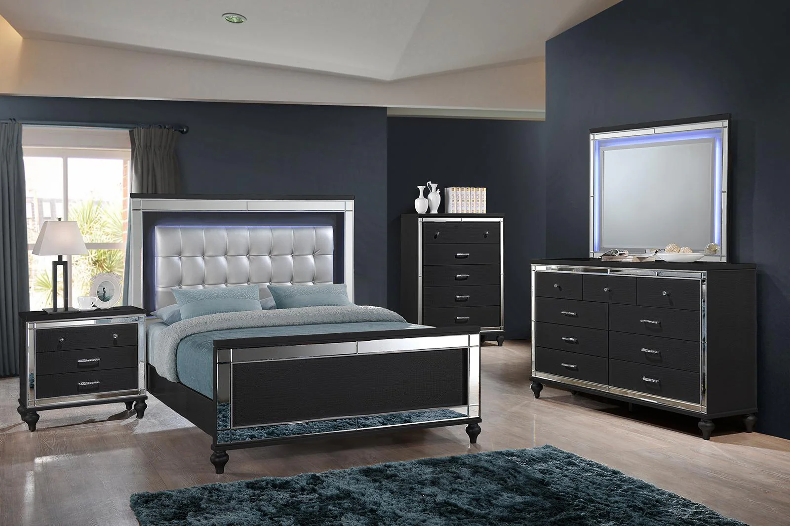 New Classic Furniture Valentino 3 Drawer Nightstand in Black - Image 2