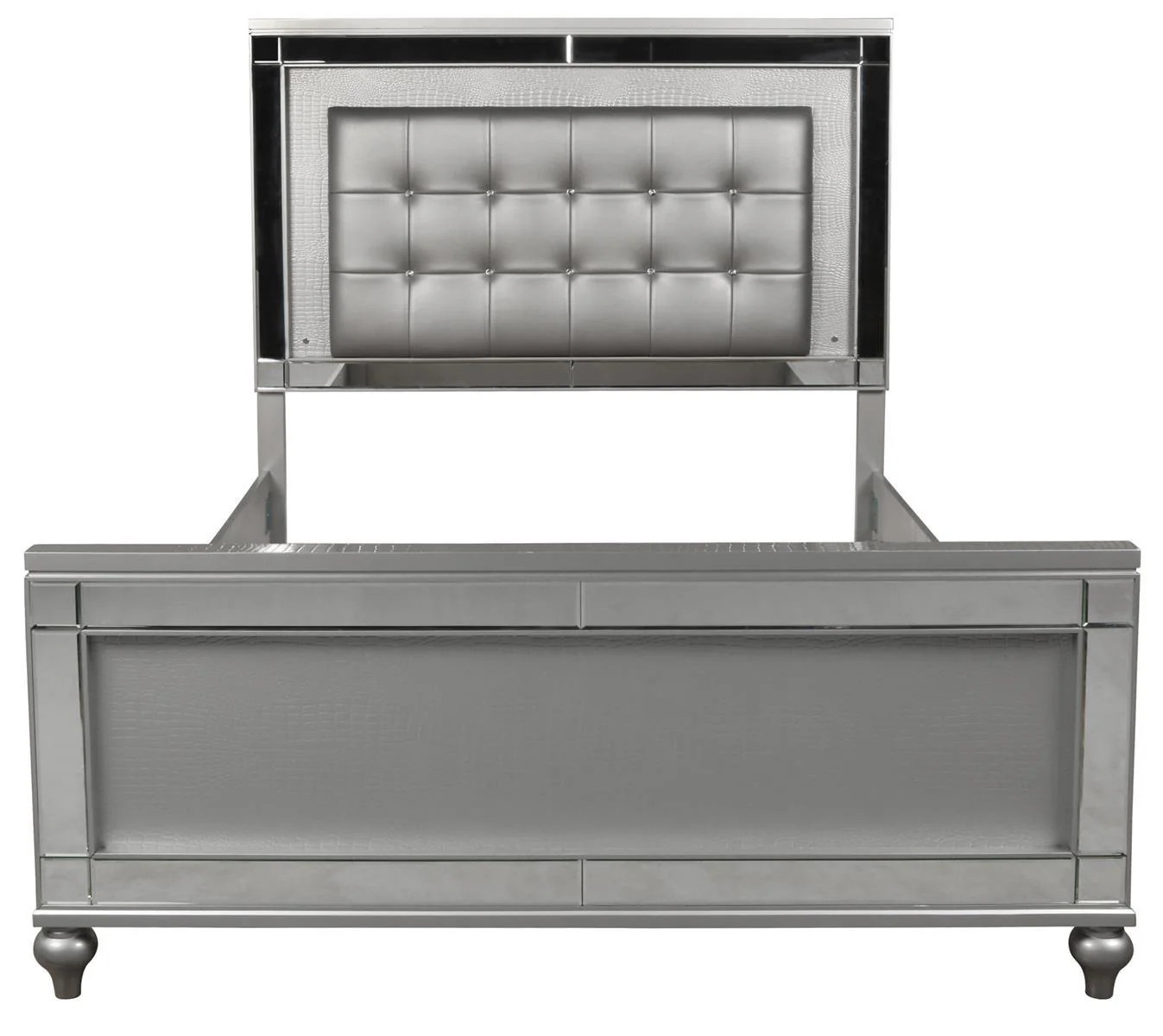 New Classic Furniture Valentino California King Upholstered Lighted Bed in Silver - Image 3