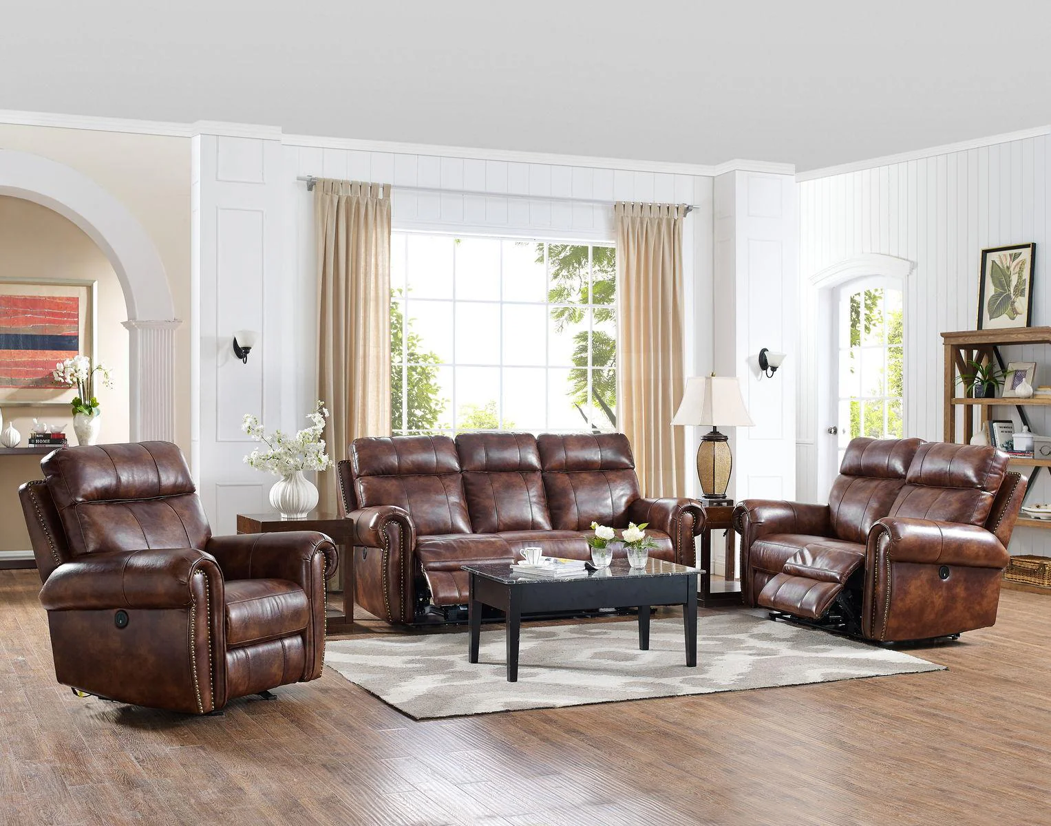 New Classic Roycroft Dual Recliner Sofa in Pecan - Image 3