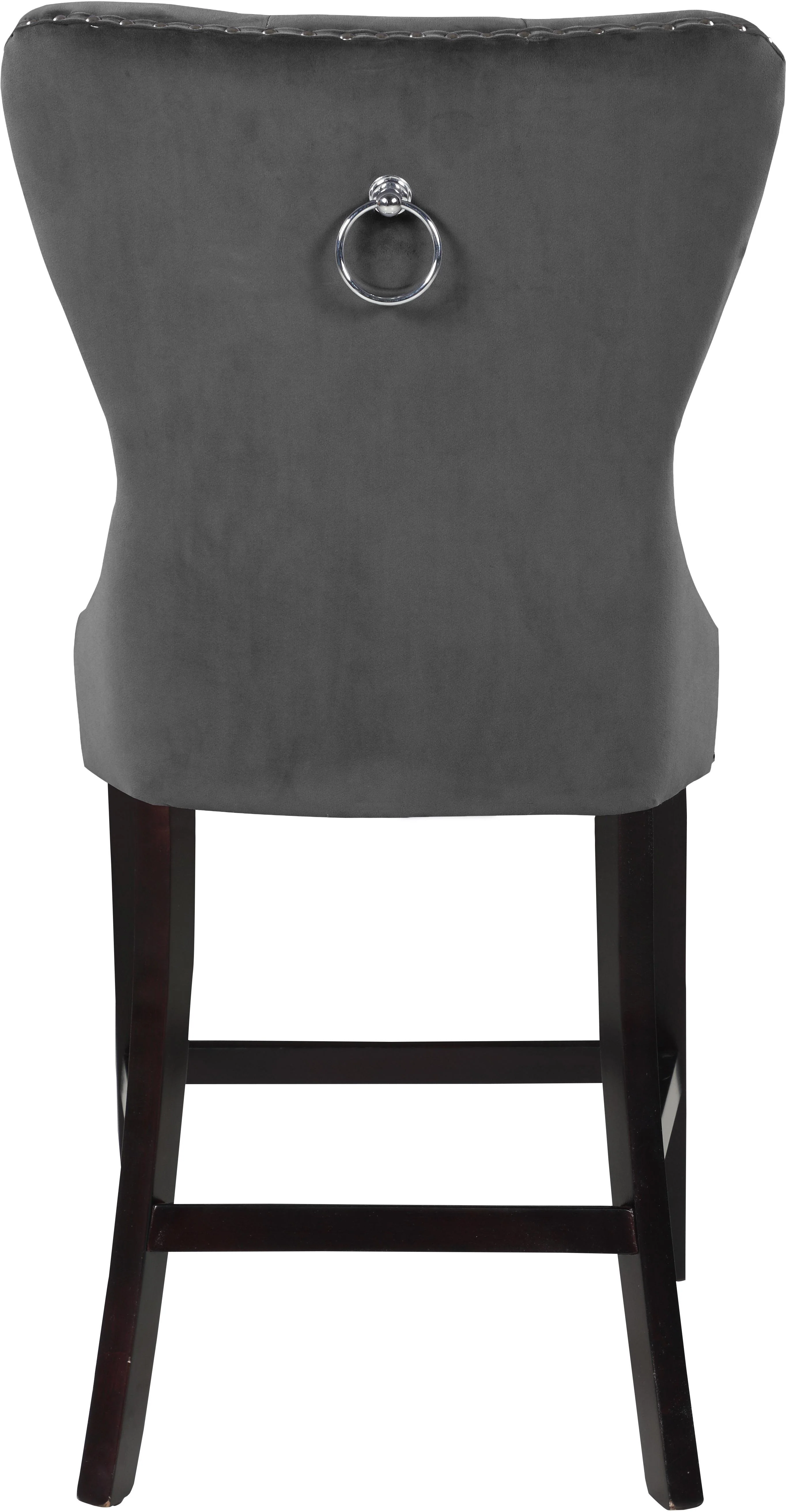 Nikki Grey Velvet Stool - Image 2