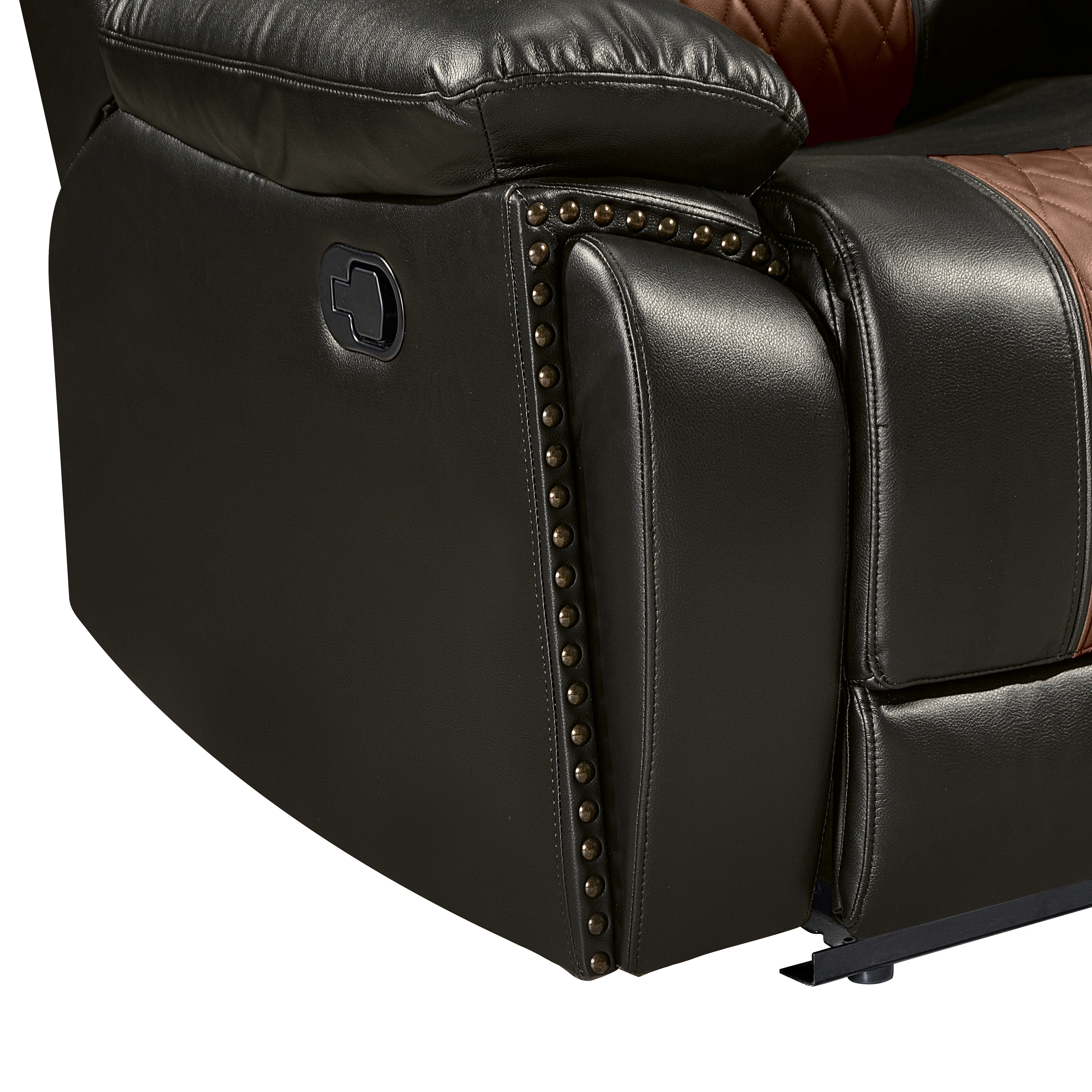 Nikko Console Loveseat W/ Dual Recliners-Brown - Image 6
