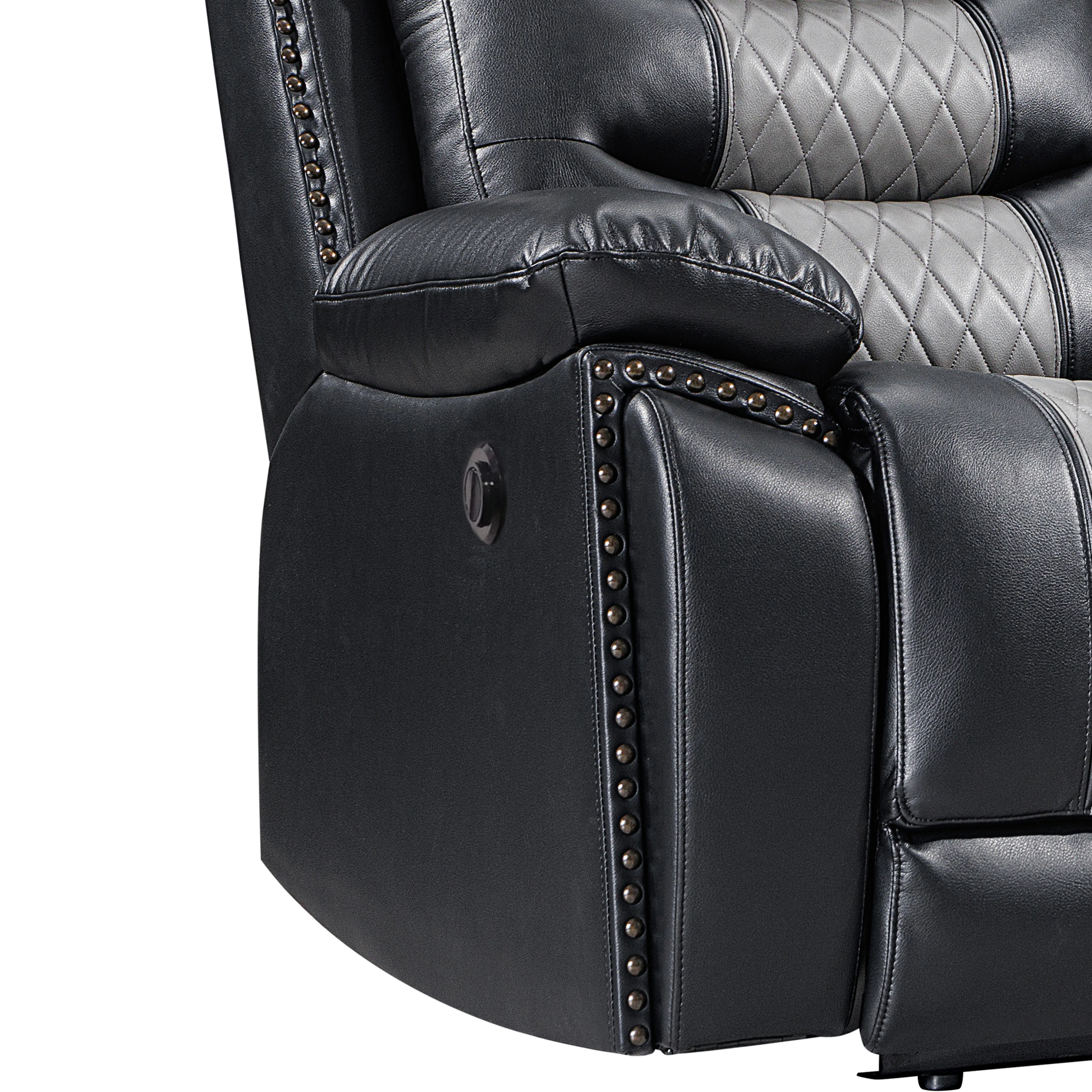 Nikko Console Loveseat W/Pwr Fr-Black/Gray - Image 6