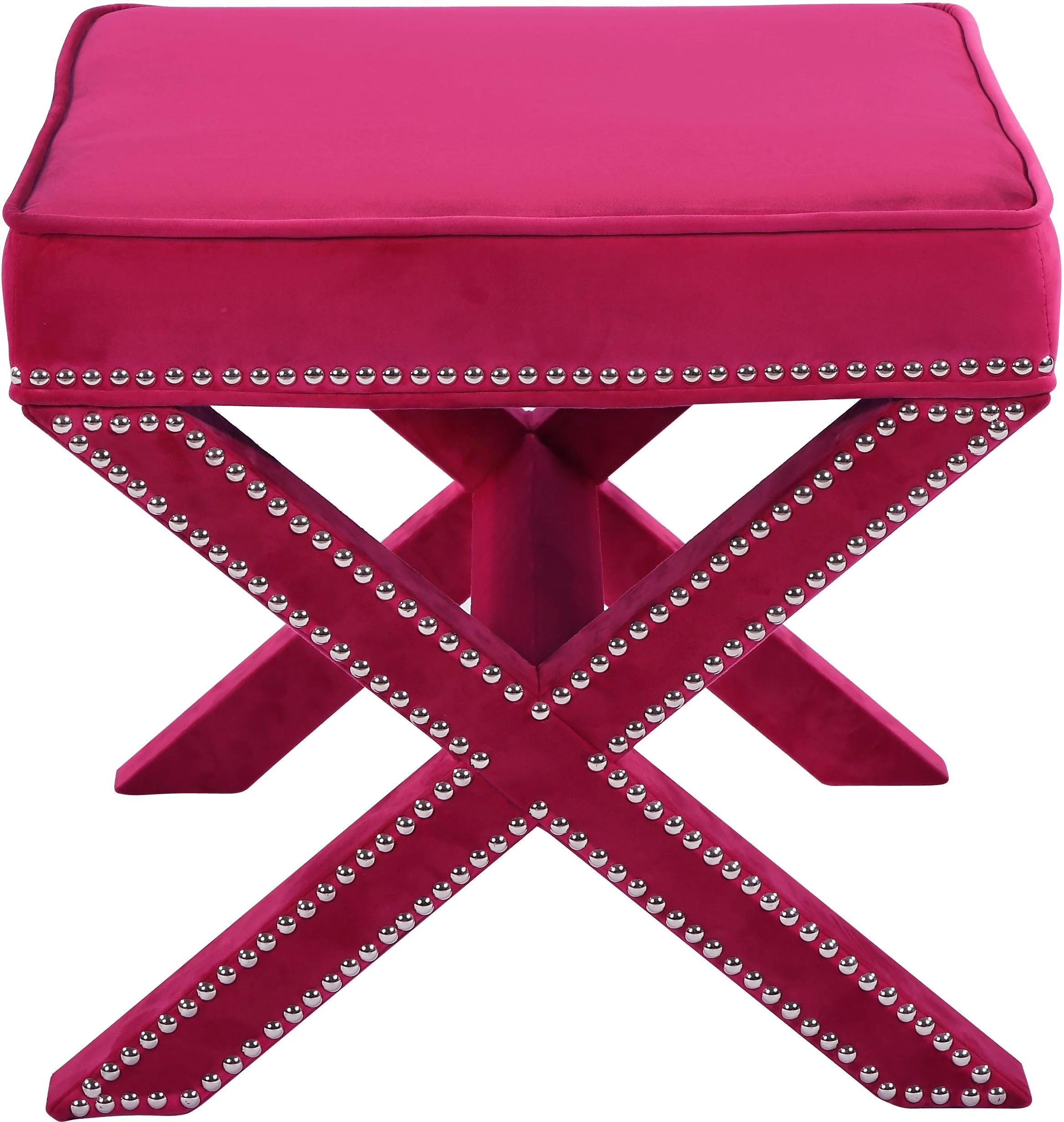 Nixon Pink Velvet Ottoman/Bench - Image 3
