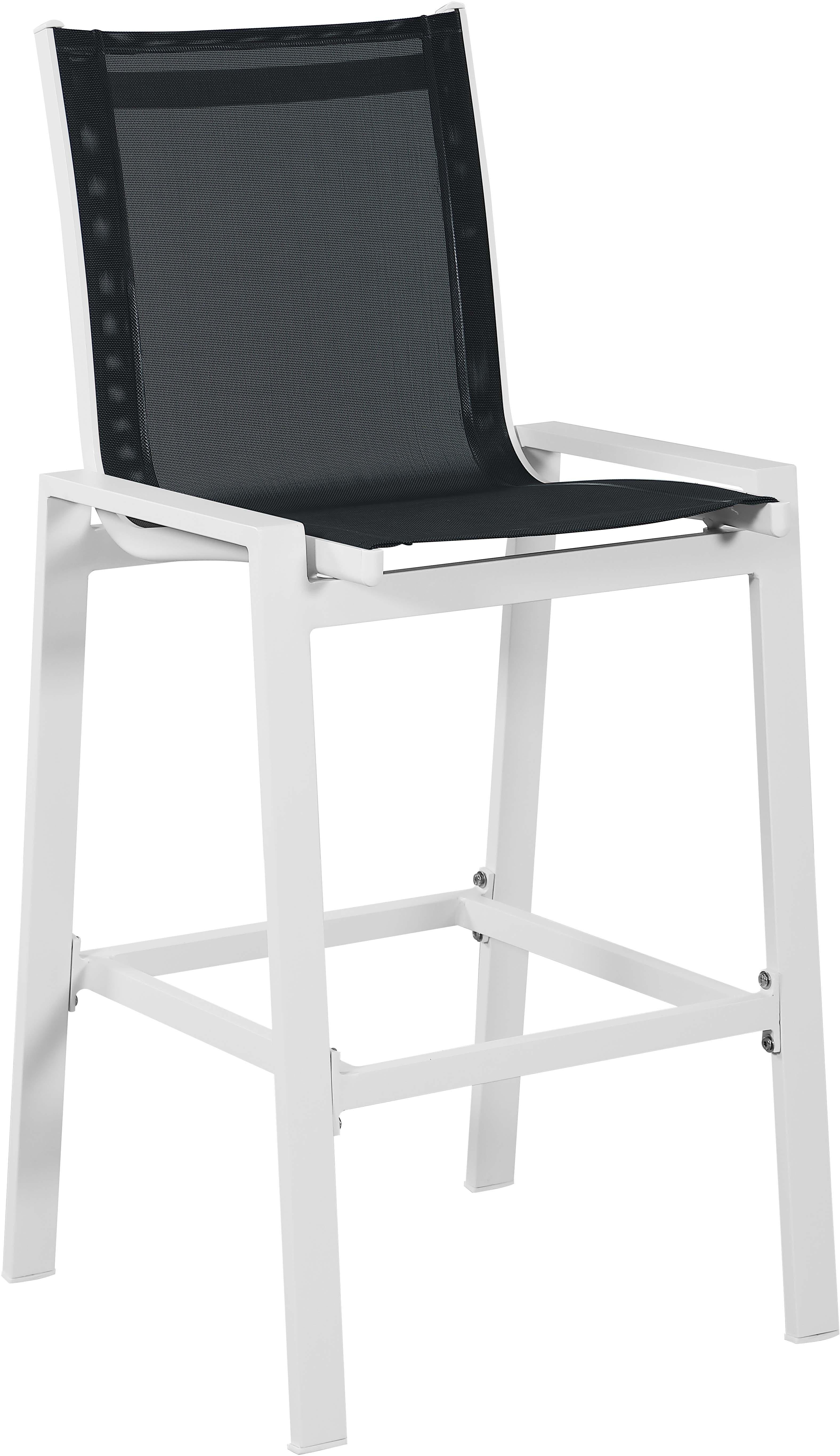 Nizuc Black Mesh Waterproof Fabric Outdoor Patio Aluminum Mesh Barstool - Image 6