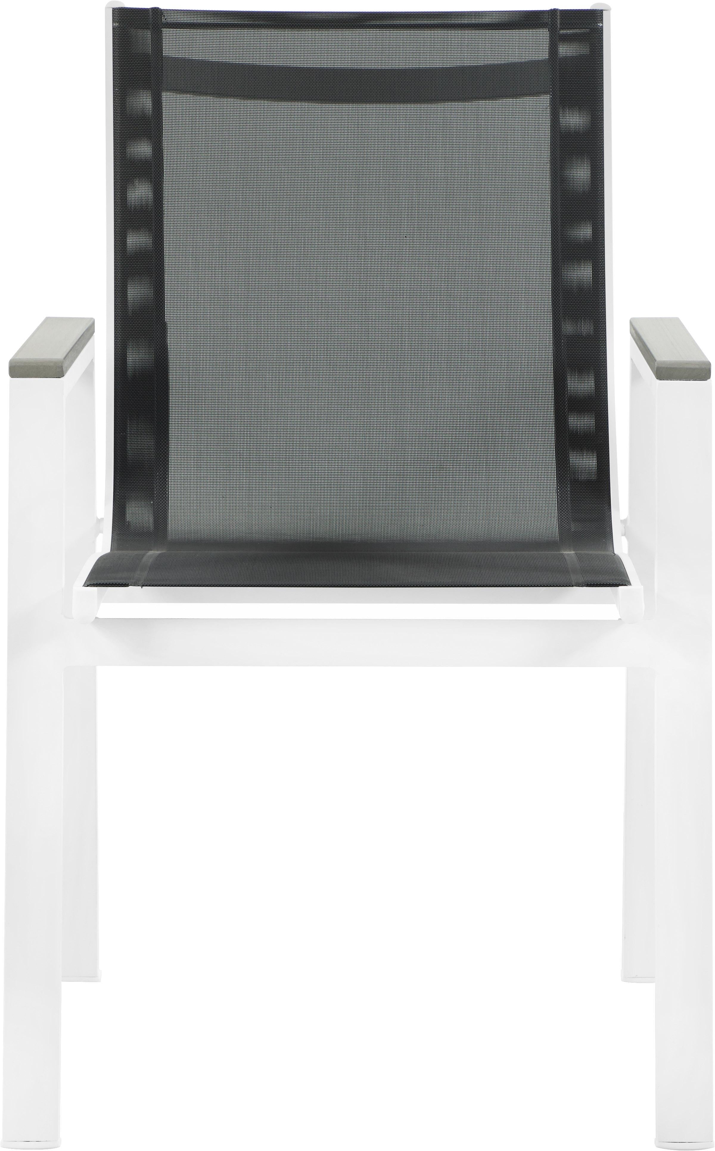 Nizuc Black Mesh Waterproof Fabric Outdoor Patio Aluminum Mesh Dining Arm Chair - Image 4