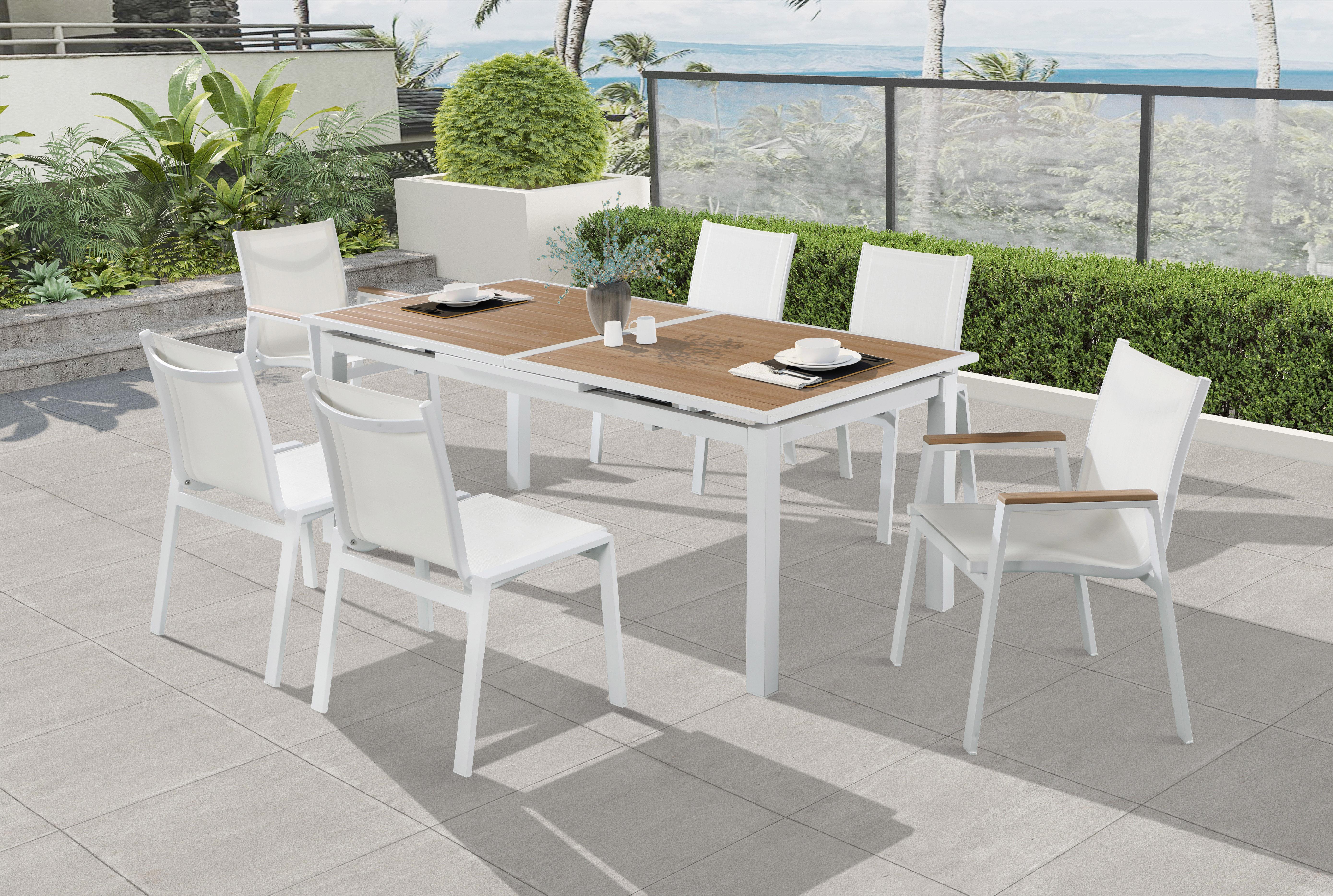 Nizuc Brown manufactured wood Outdoor Patio Extendable Aluminum Dining Table - Image 4