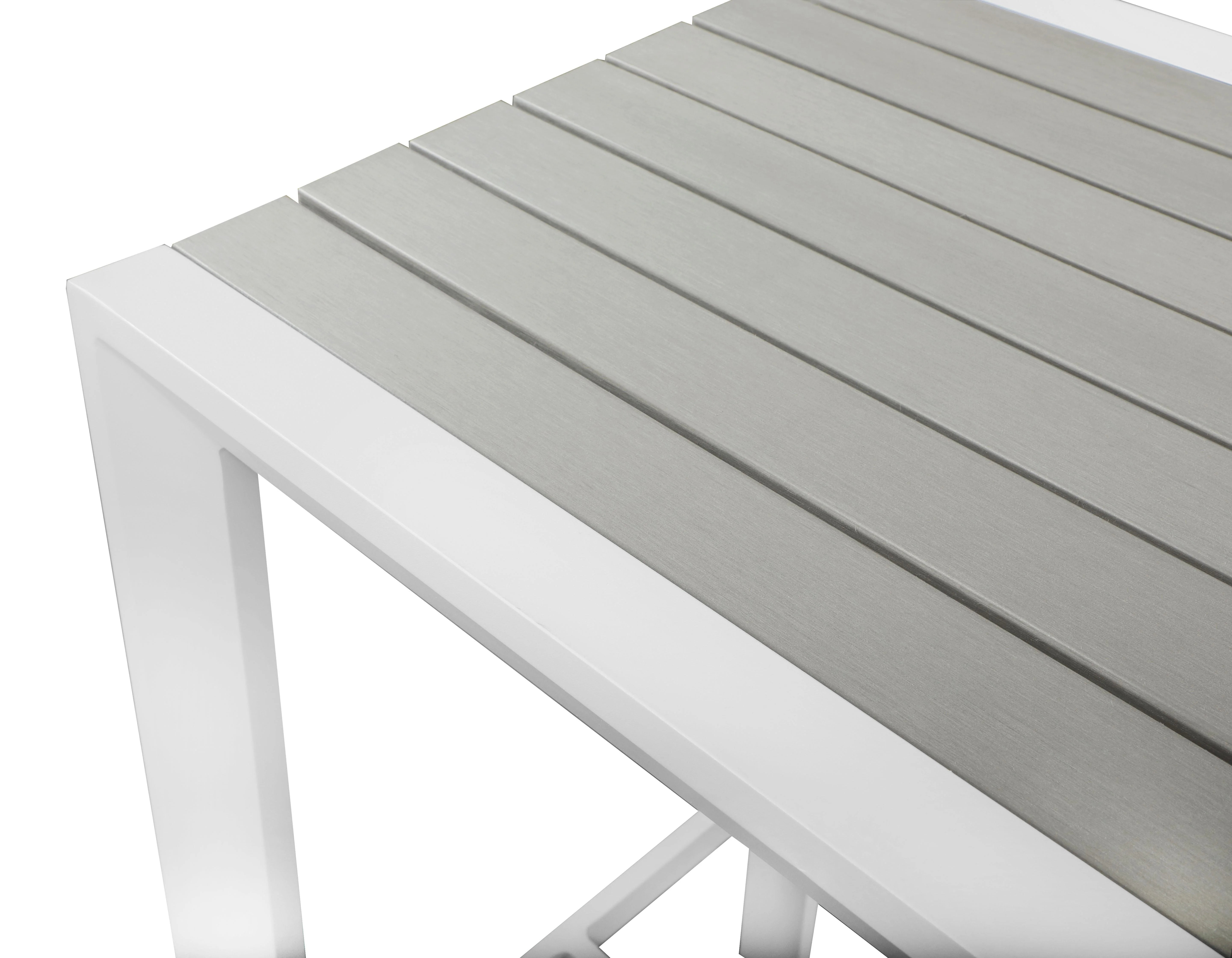 Nizuc Grey manufactured wood Outdoor Patio Aluminum Rectangle Bar Table - Image 5