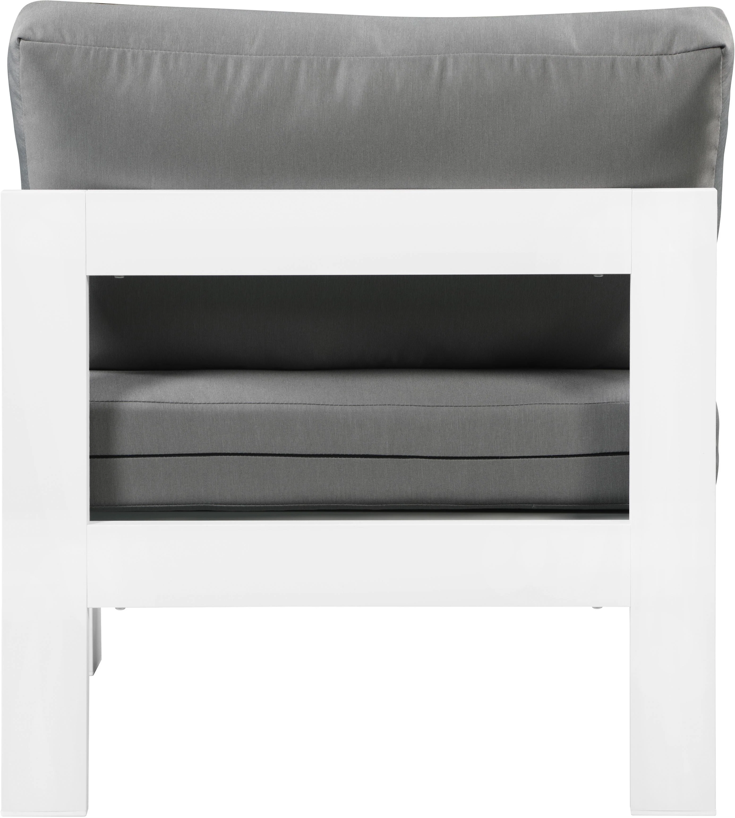 Nizuc Grey Waterproof Fabric Outdoor Patio Aluminum Armless Chair - Image 2