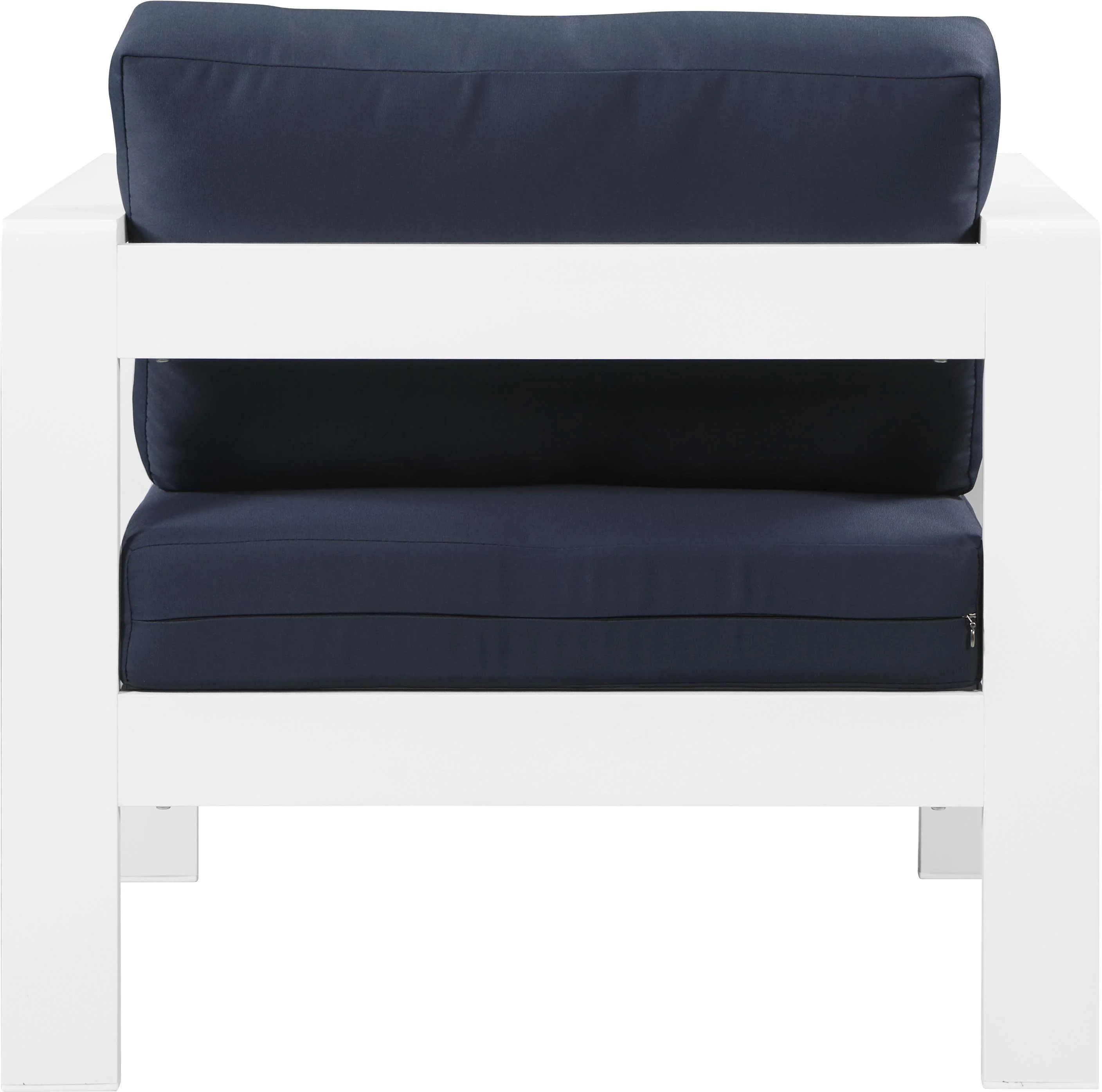 Nizuc Navy Waterproof Fabric Outdoor Patio Aluminum Arm Chair - Image 3