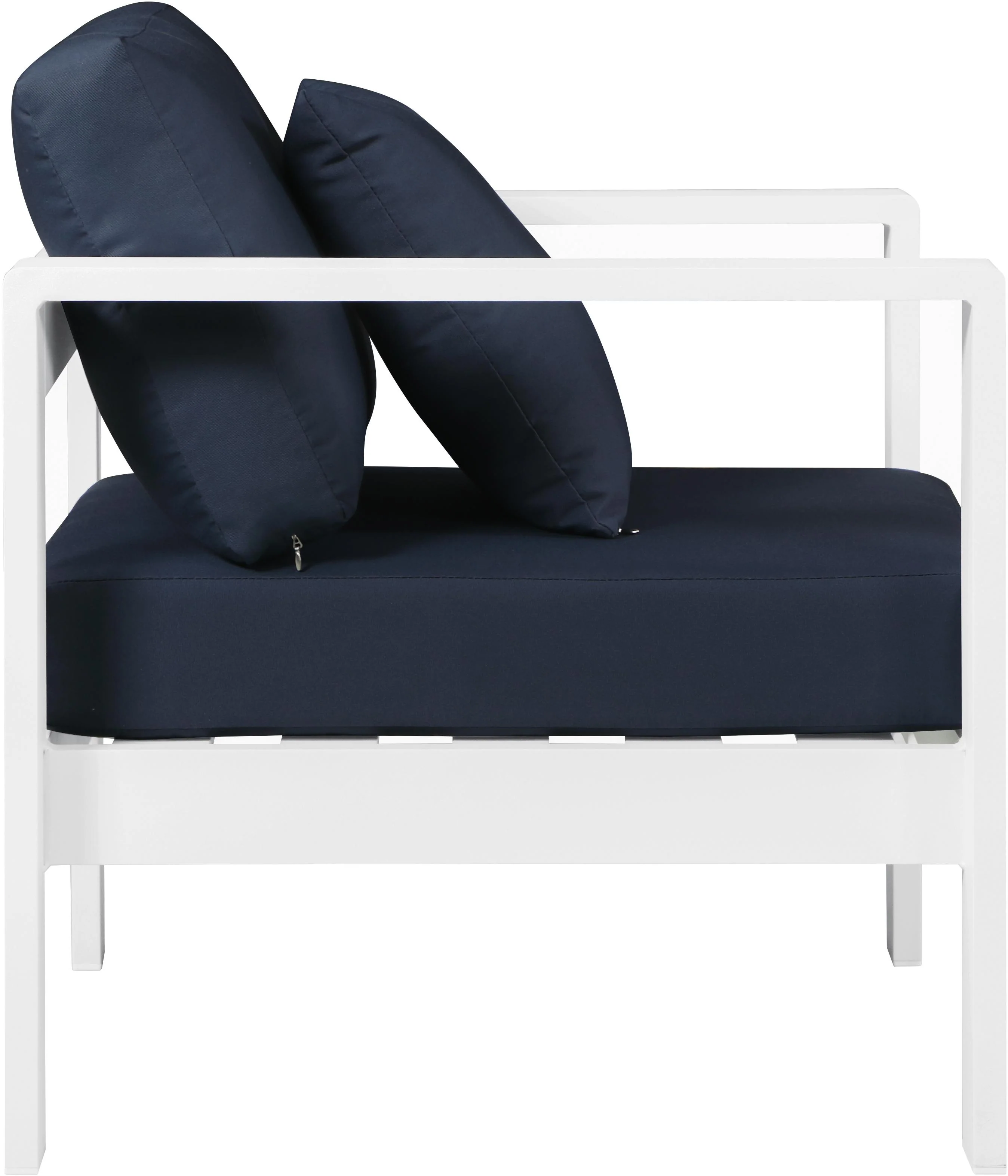 Nizuc Navy Waterproof Fabric Outdoor Patio Aluminum Arm Chair - Image 4