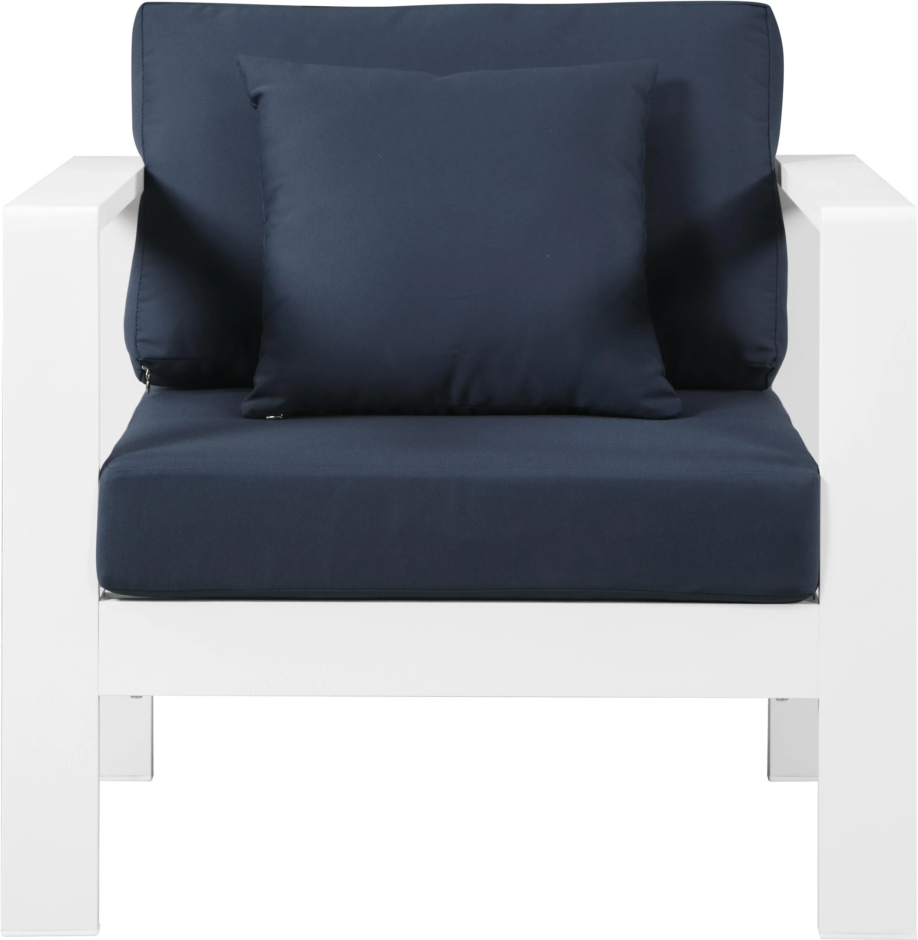 Nizuc Navy Waterproof Fabric Outdoor Patio Aluminum Arm Chair - Image 5