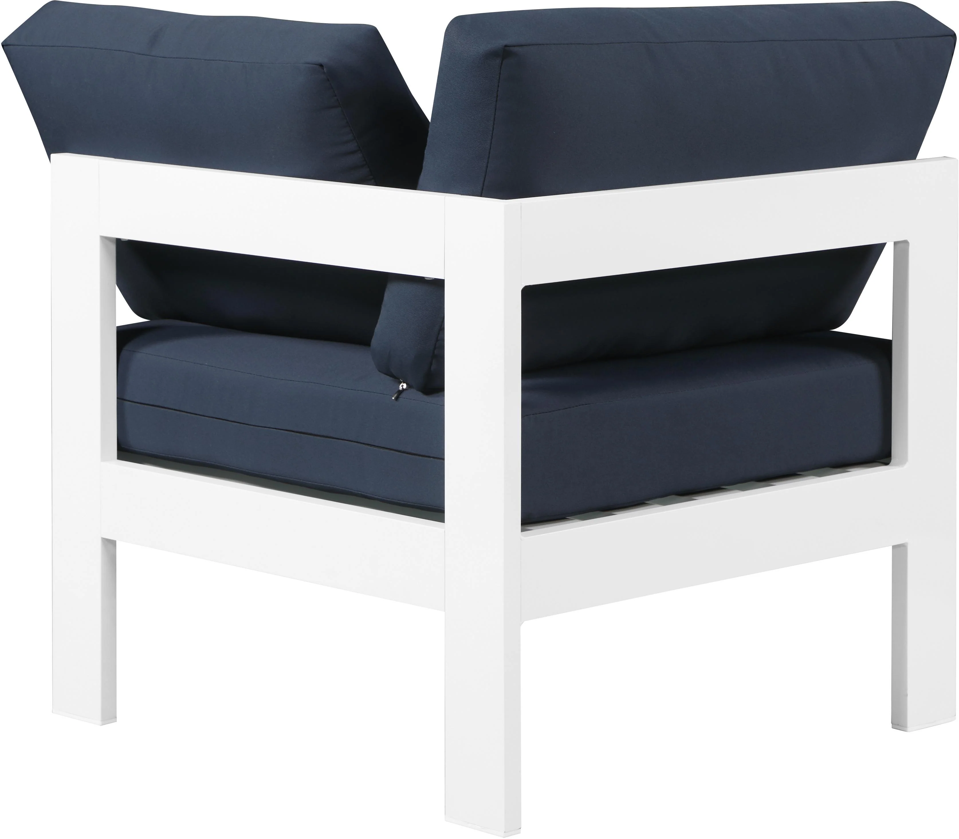 Nizuc Navy Waterproof Fabric Outdoor Patio Aluminum Corner Chair - Image 3