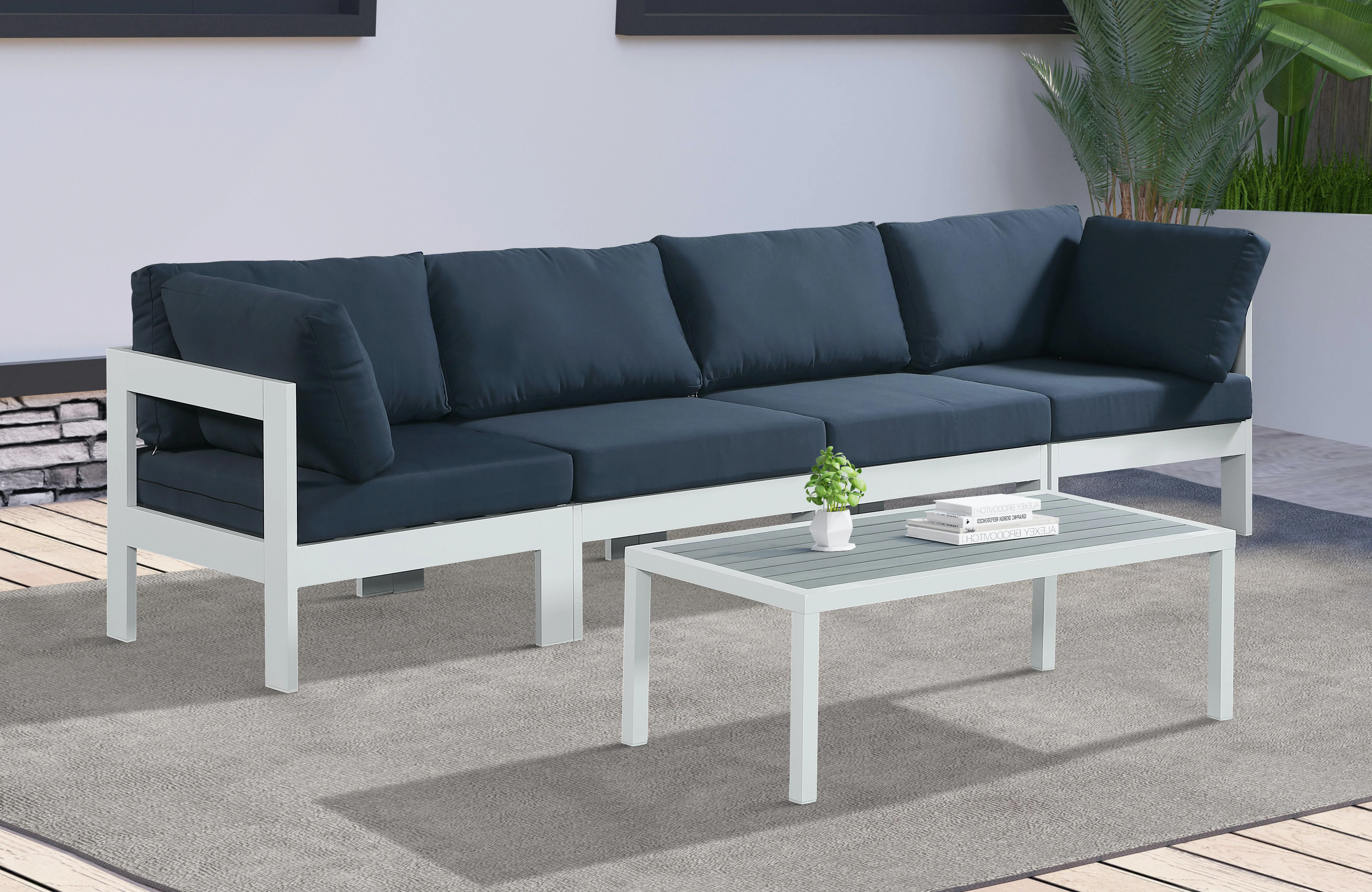 Nizuc Navy Waterproof Fabric Outdoor Patio Modular Sofa - Image 2