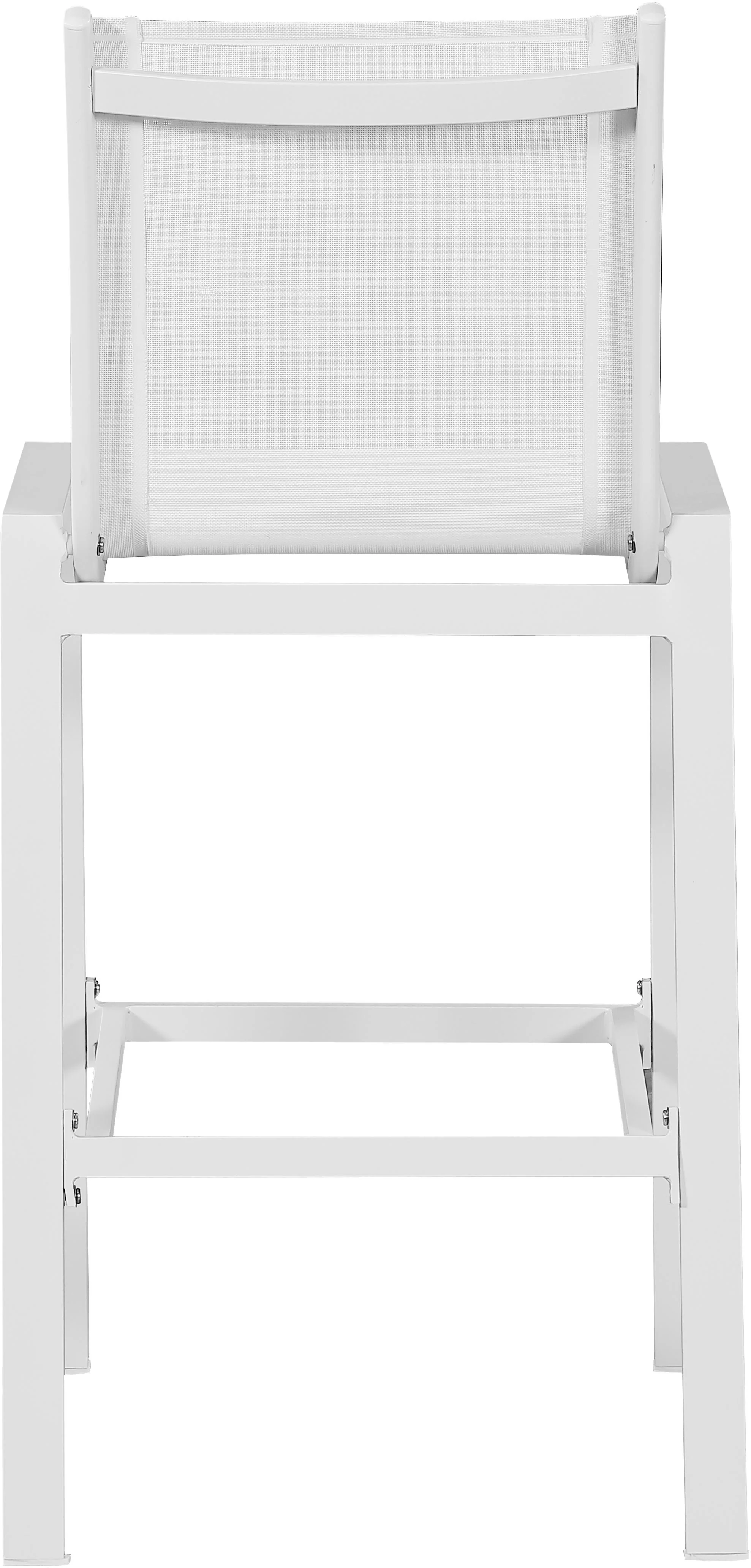Nizuc White Mesh Waterproof Fabric Outdoor Patio Aluminum Mesh Barstool - Image 3