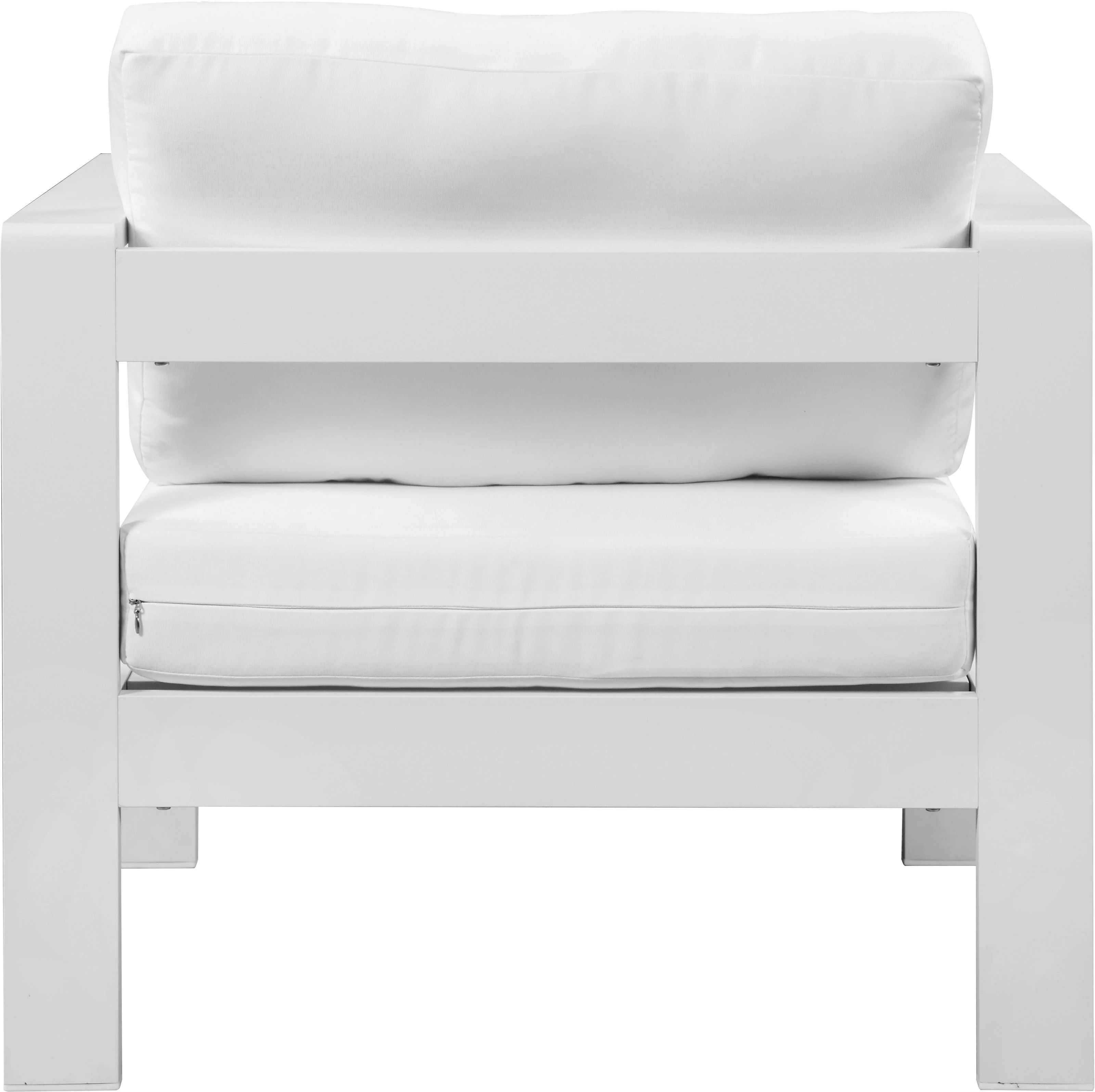 Nizuc White Waterproof Fabric Outdoor Patio Aluminum Arm Chair - Image 3