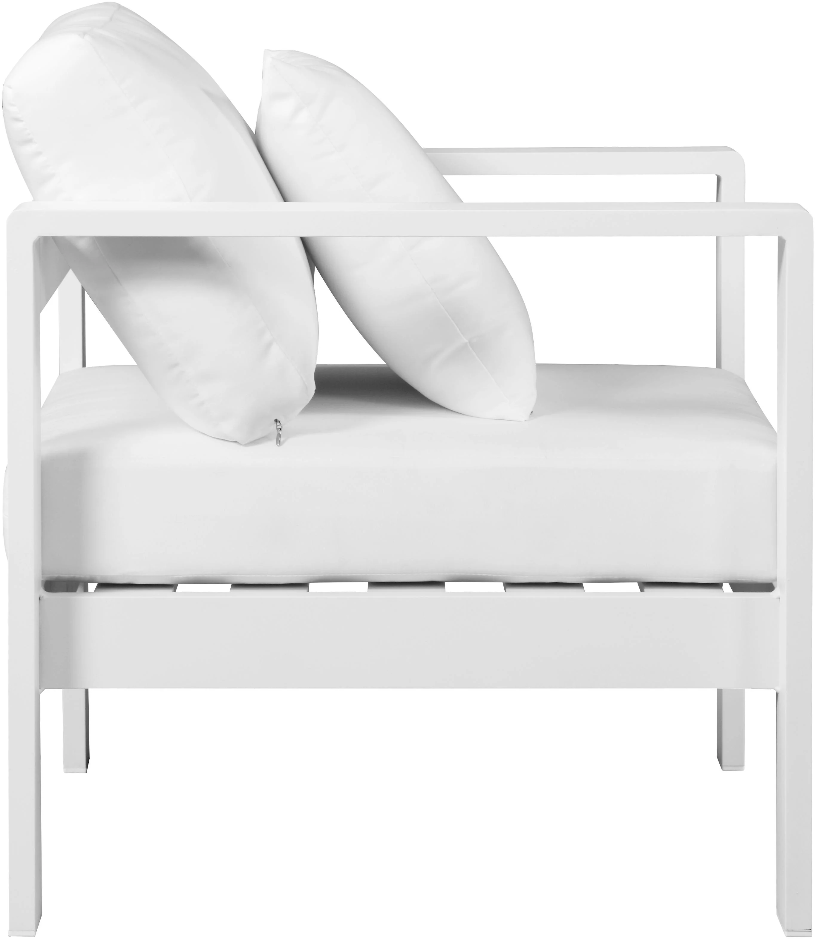 Nizuc White Waterproof Fabric Outdoor Patio Aluminum Arm Chair - Image 4