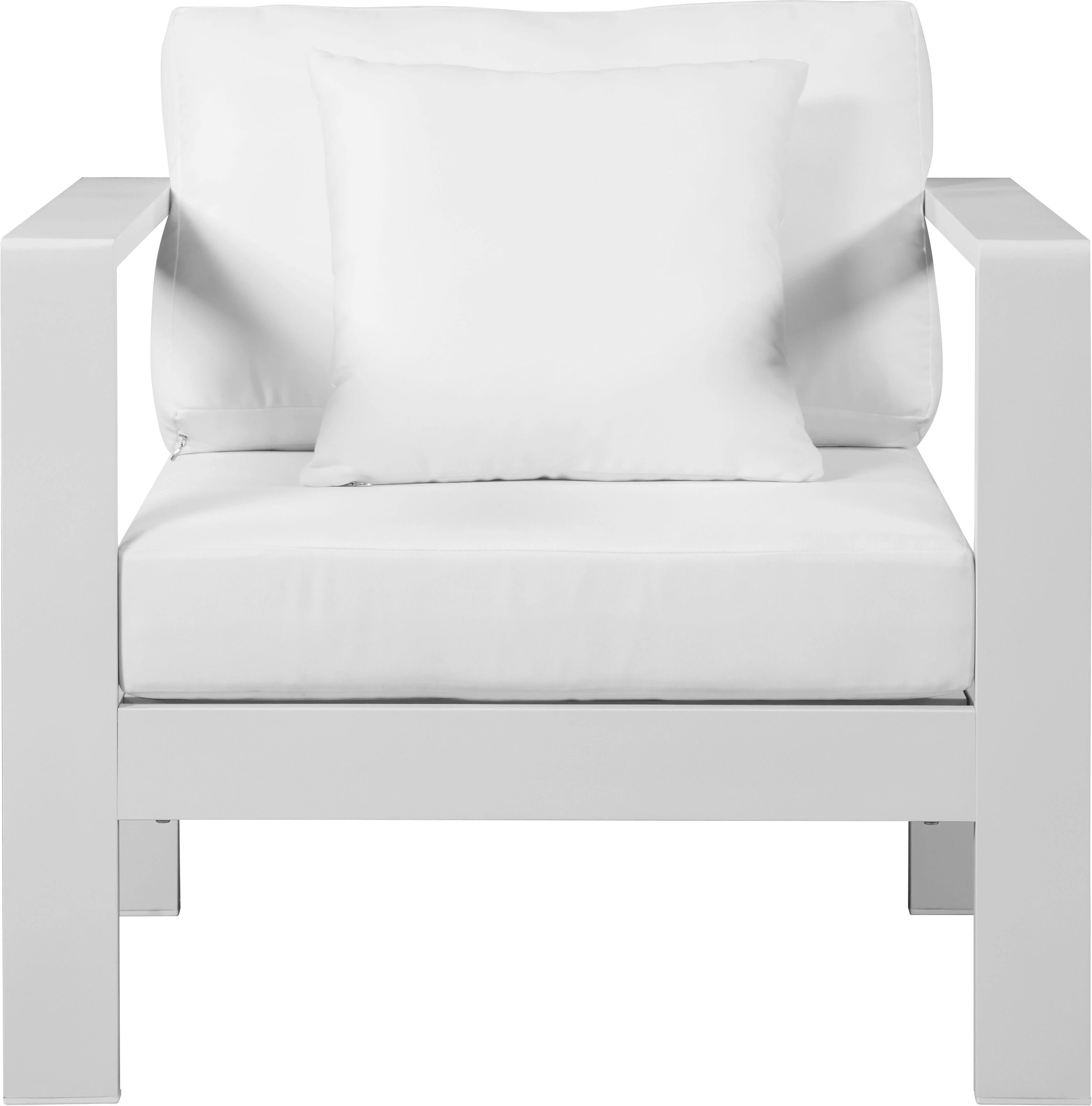 Nizuc White Waterproof Fabric Outdoor Patio Aluminum Arm Chair - Image 5