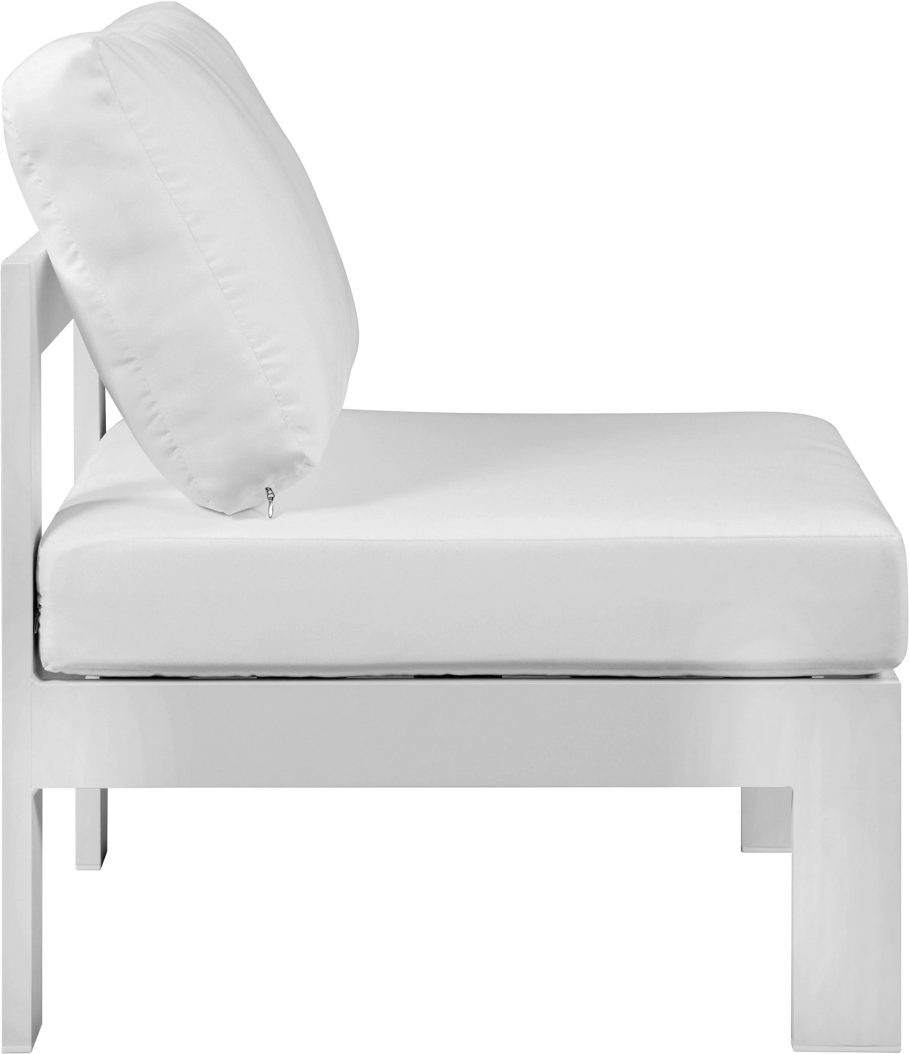 Nizuc White Waterproof Fabric Outdoor Patio Aluminum Armless Chair - Image 3