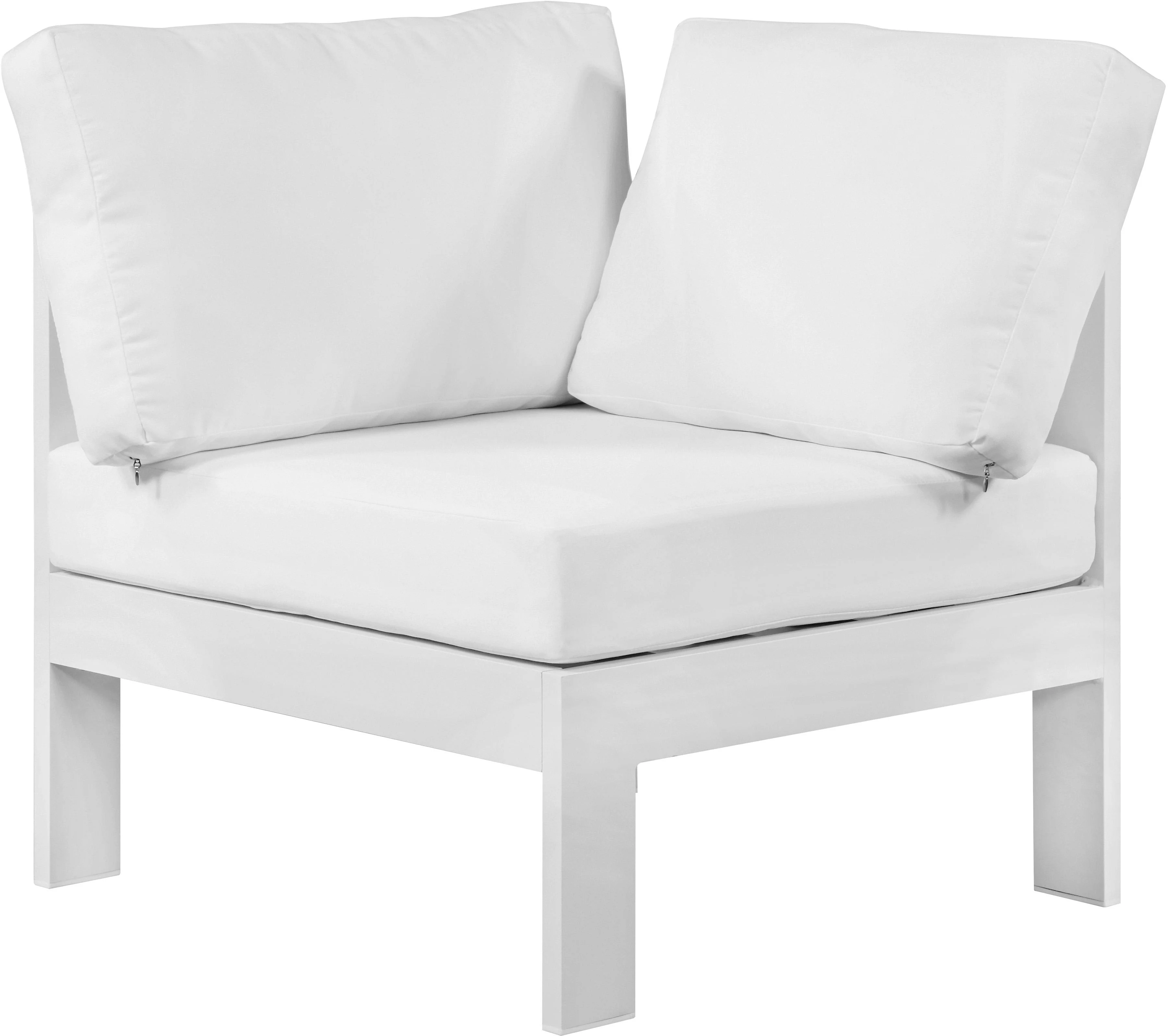 Nizuc White Waterproof Fabric Outdoor Patio Aluminum Corner Chair