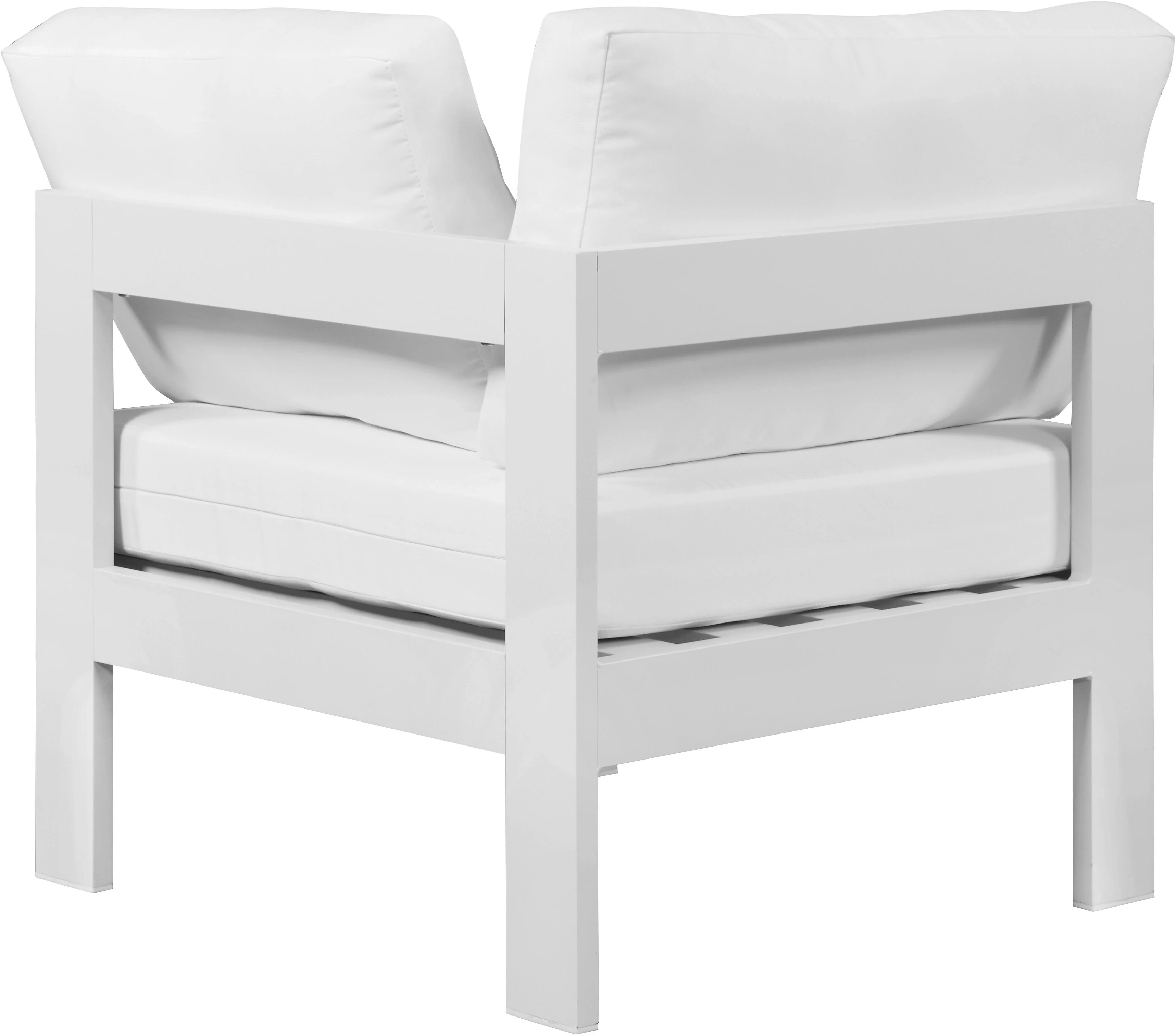 Nizuc White Waterproof Fabric Outdoor Patio Aluminum Corner Chair - Image 3