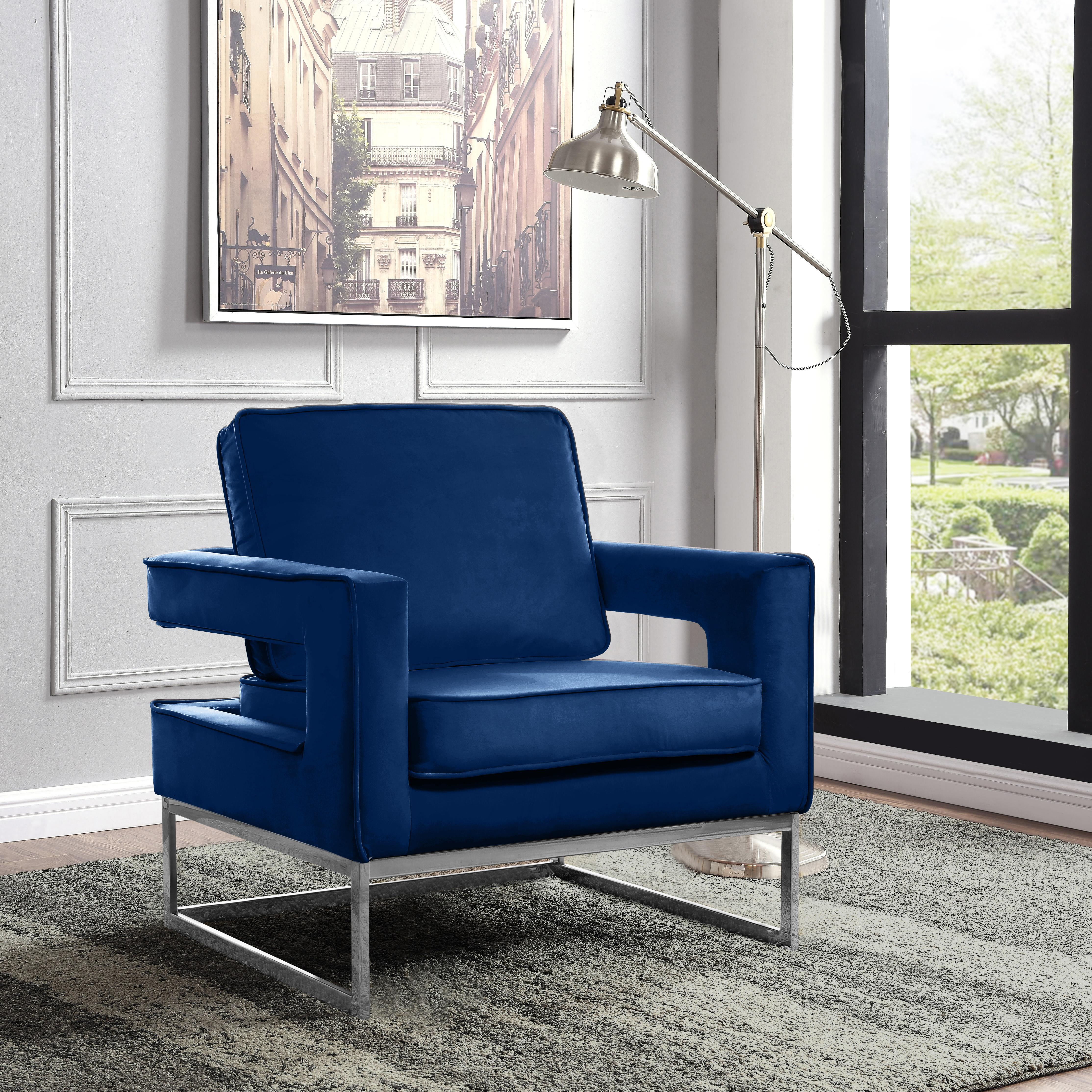 Noah Navy Velvet Accent Chair - Image 2