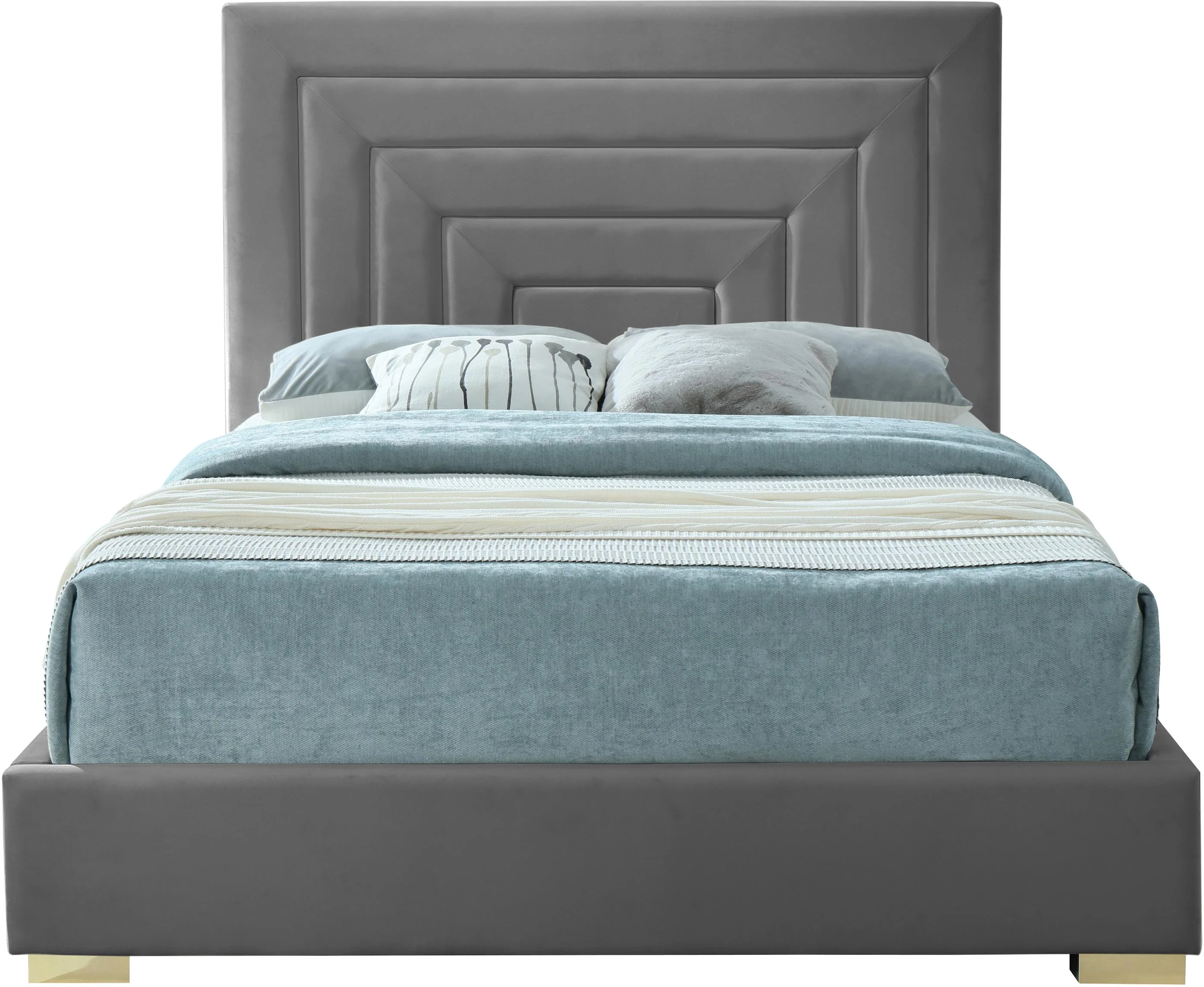 Nora Grey Velvet King Bed - Image 5