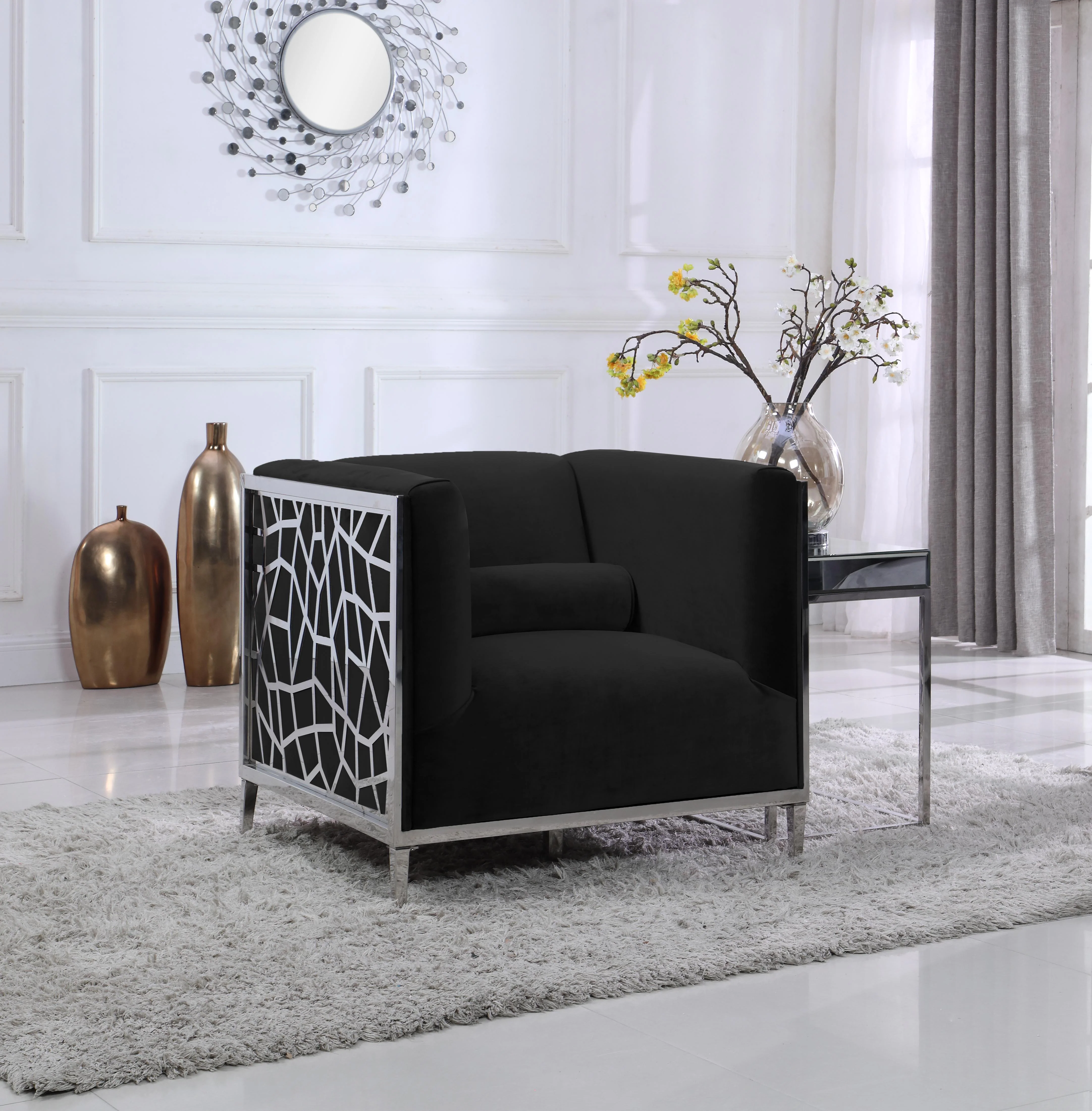 Opal Black Velvet Chair - Image 2