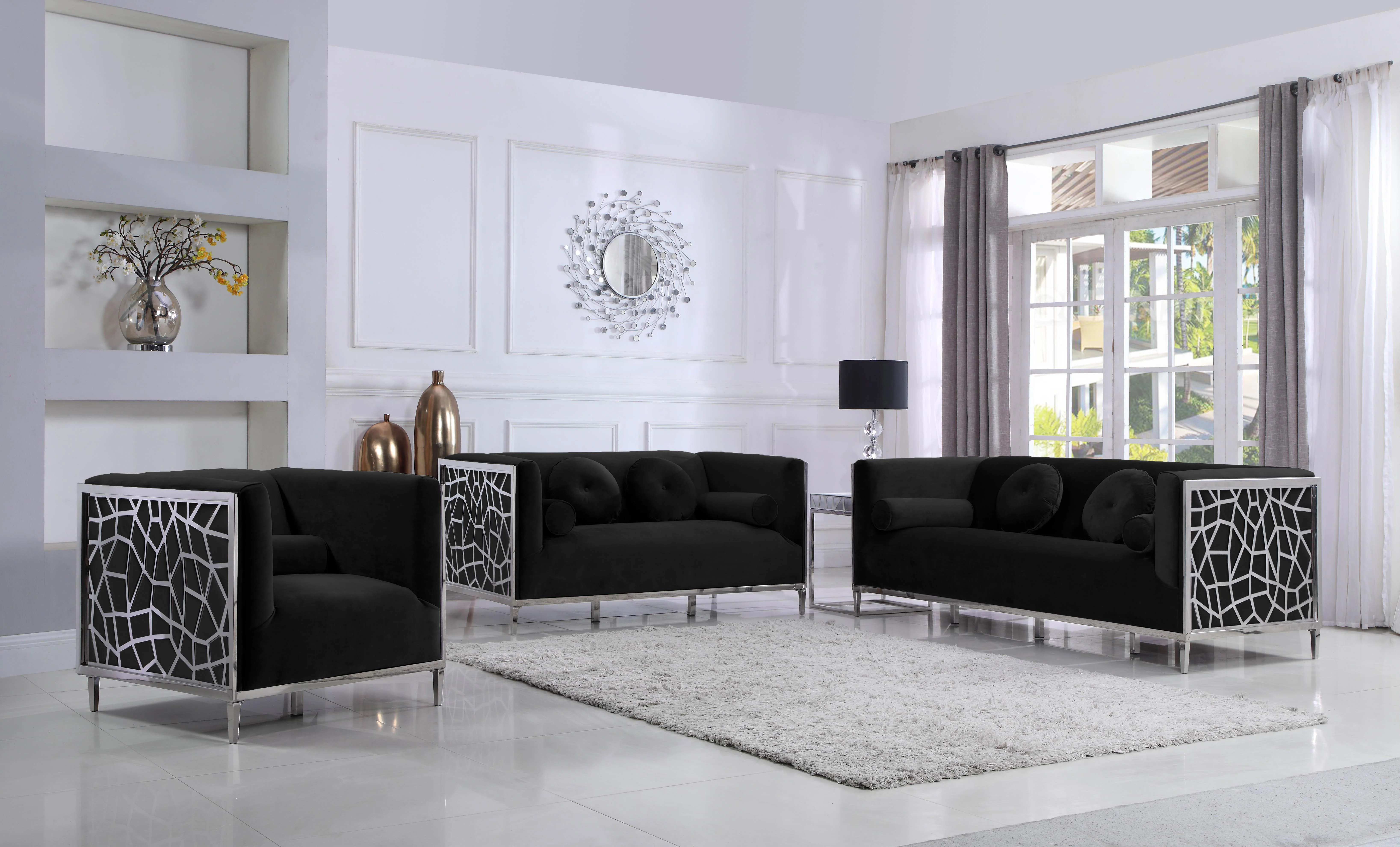 Opal Black Velvet Chair - Image 4