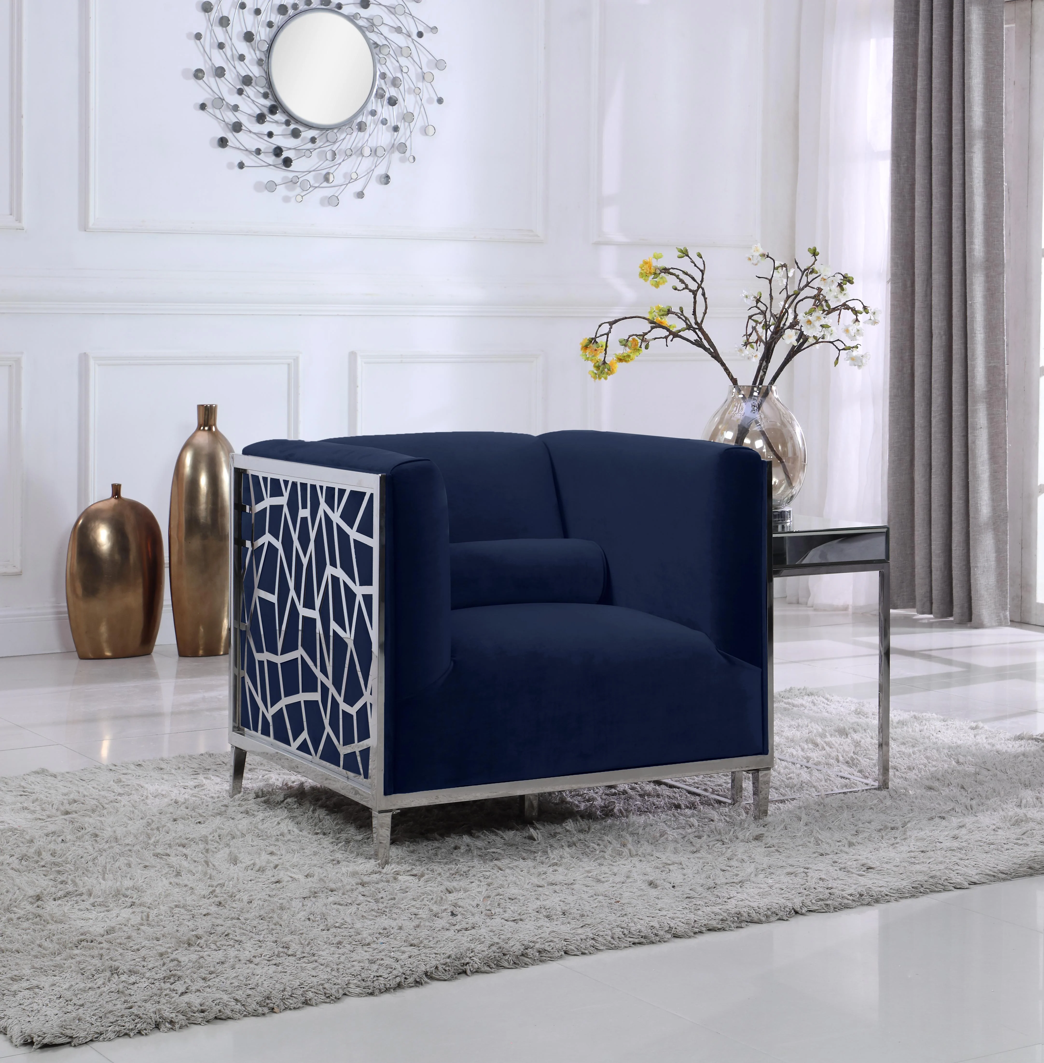 Opal Navy Velvet Chair - Image 2