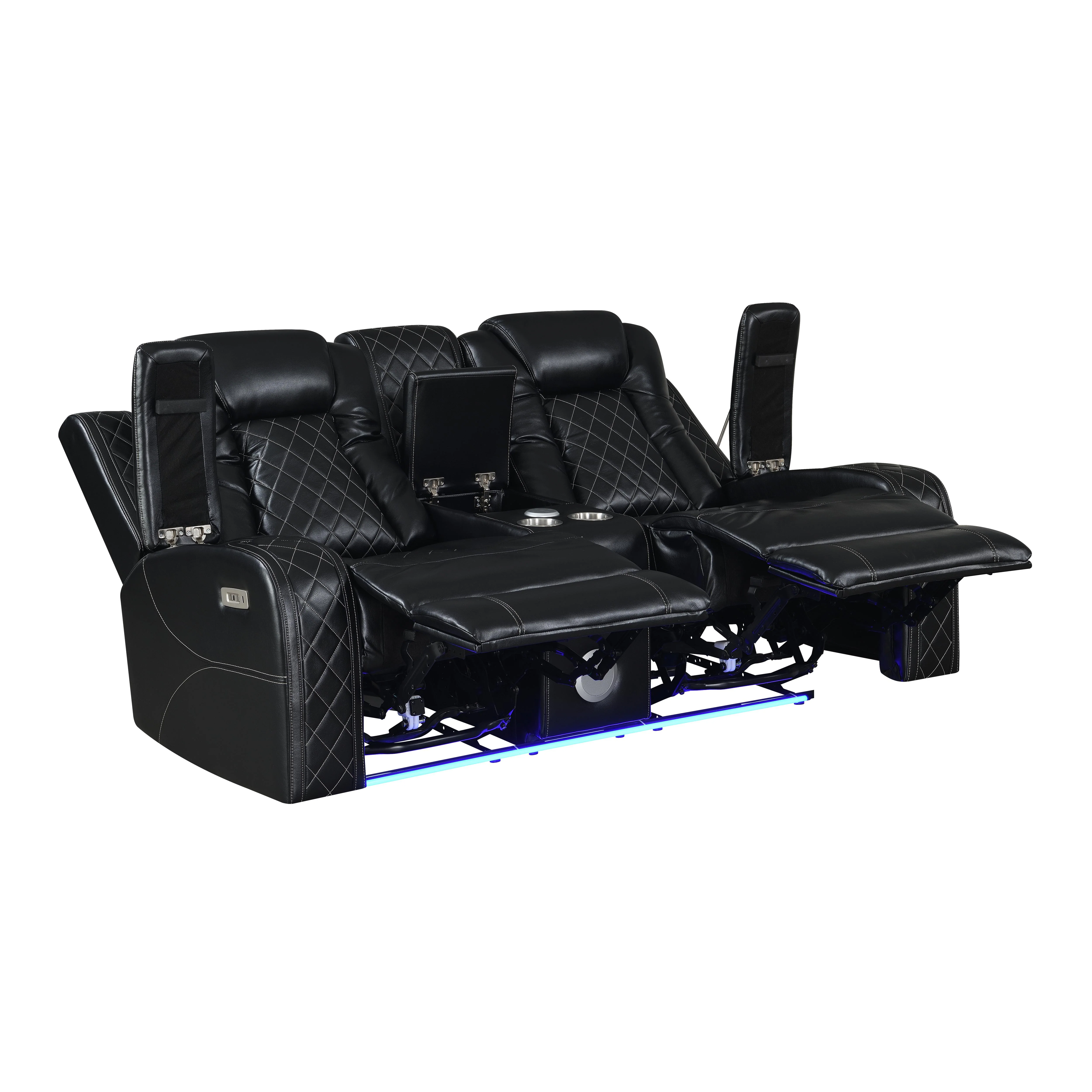 ORION CONSOLE LOVESEAT W/ DUAL RECLINERS-BLACK - Image 4