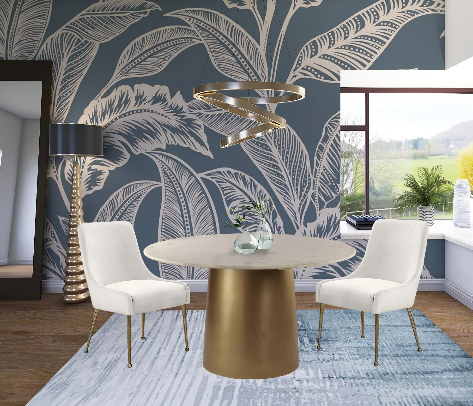 Owen Cream Velvet Dining Chair - Image 5
