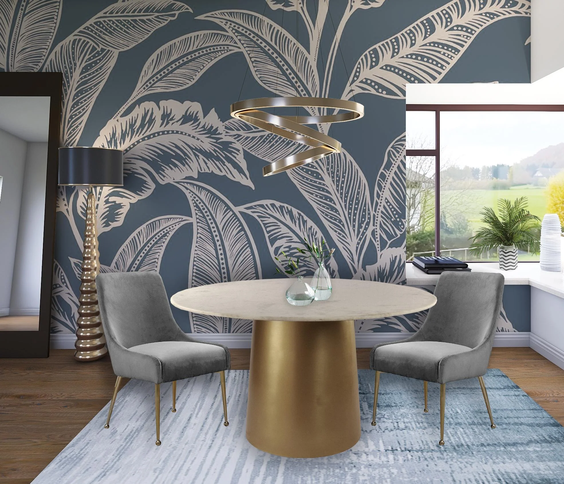 Owen Grey Velvet Dining Chair - Image 5