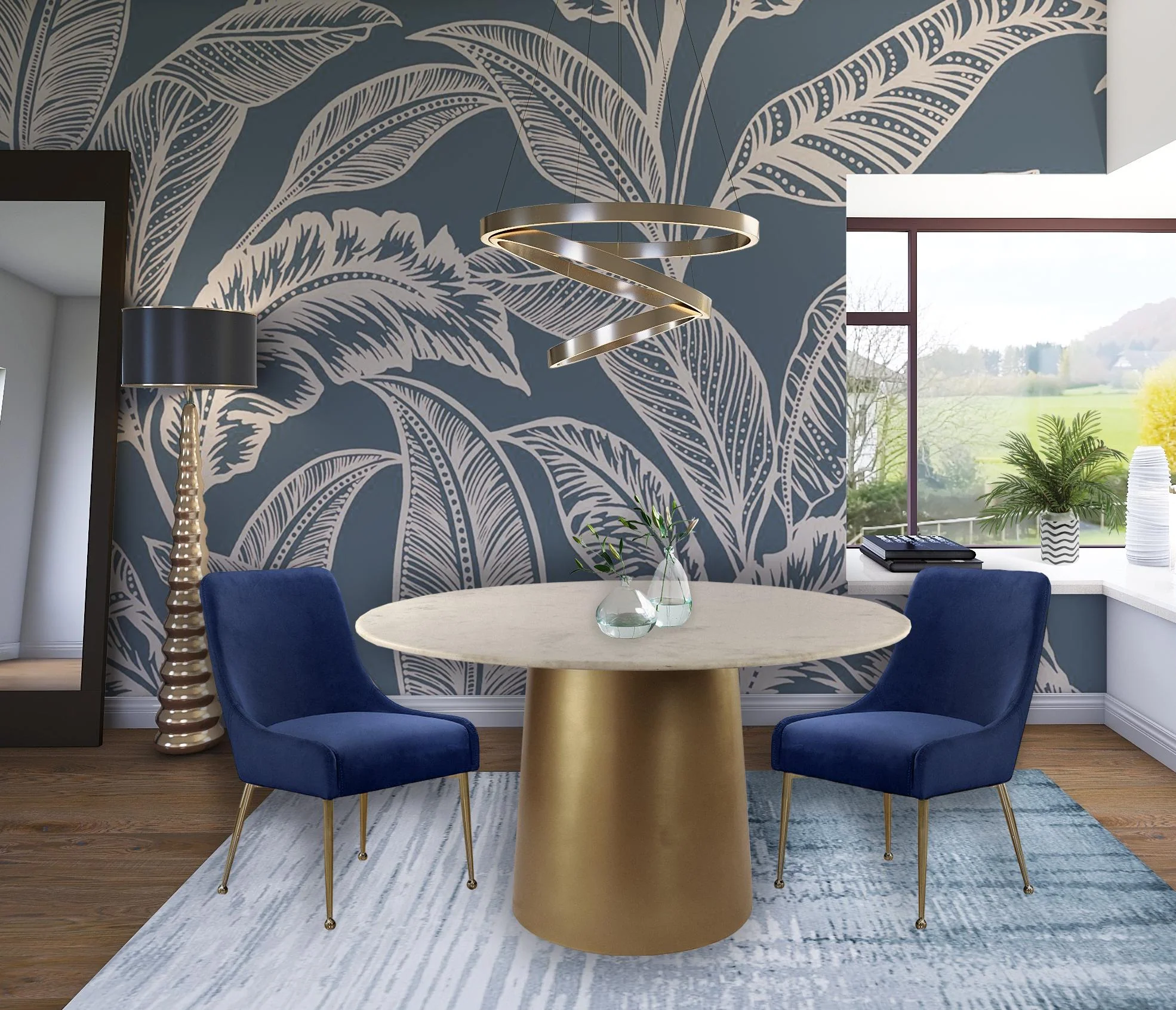 Owen Navy Velvet Dining Chair - Image 5