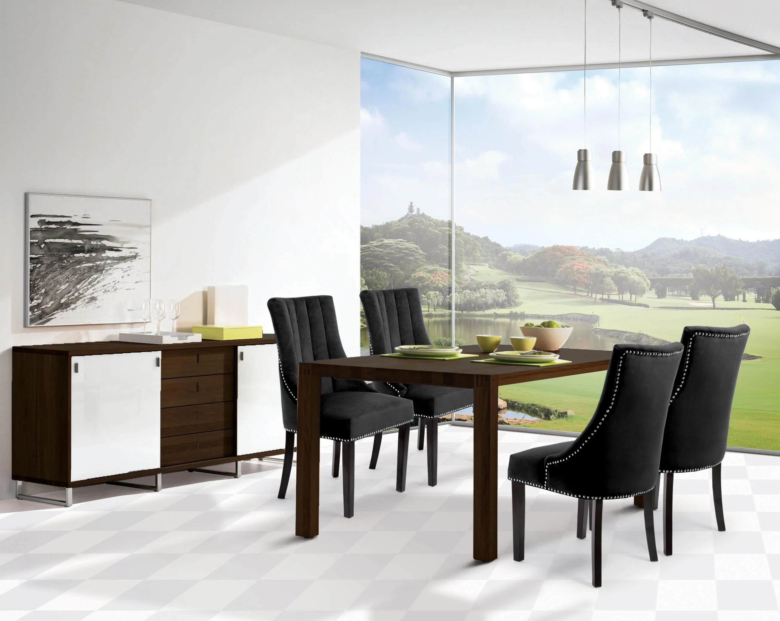 Oxford Black Velvet Dining Chair - Image 5