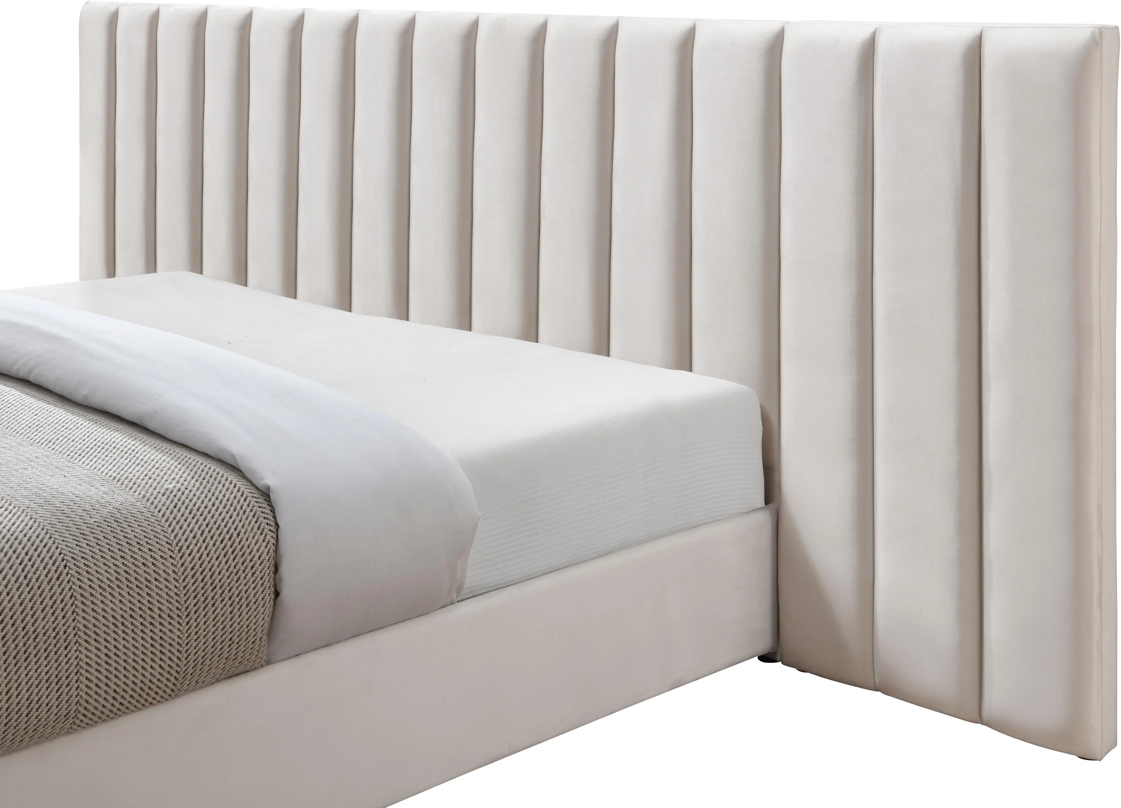 Pablo Cream Velvet King Bed - Image 7