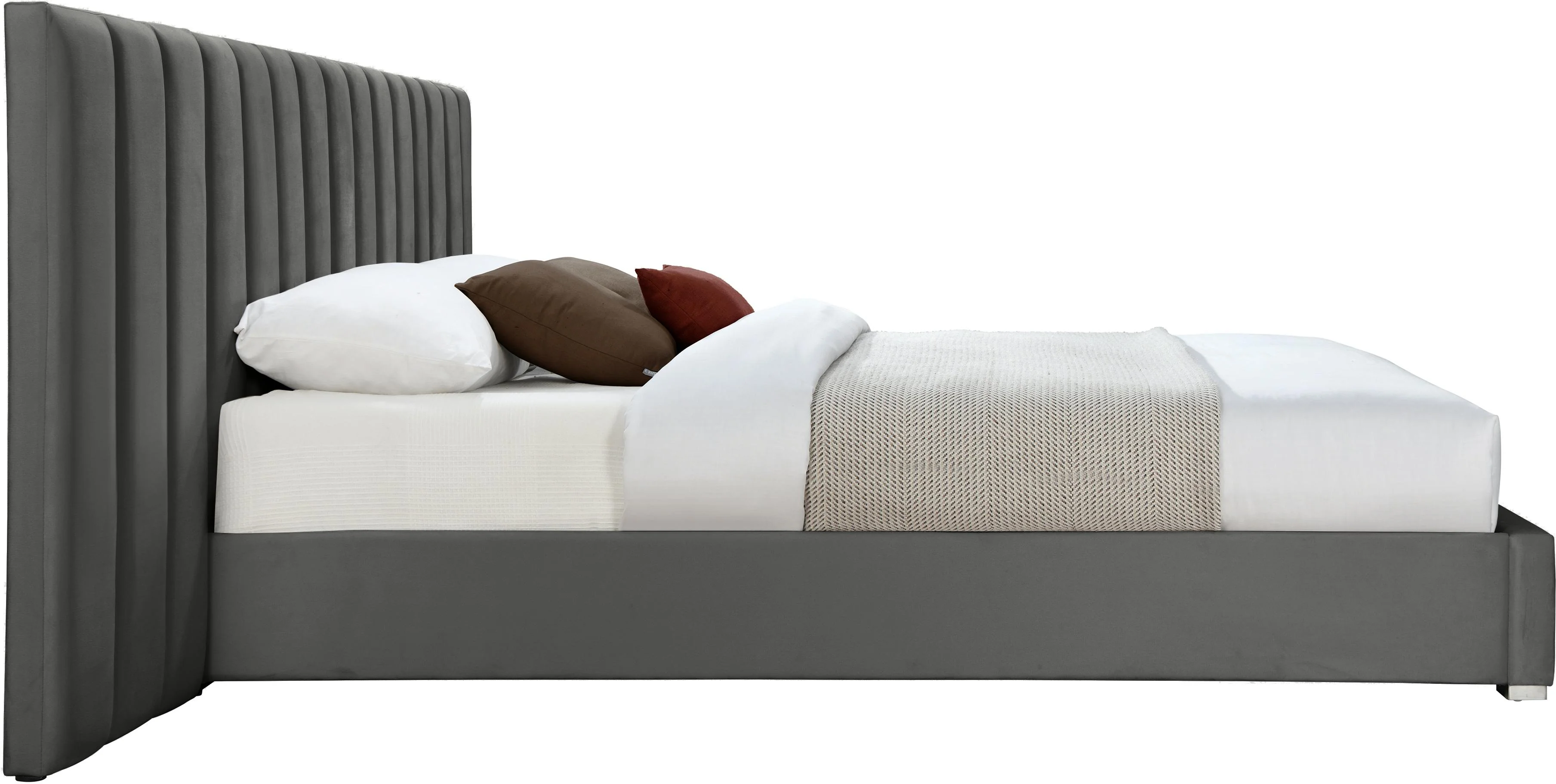 Pablo Grey Velvet Queen Bed - Image 5