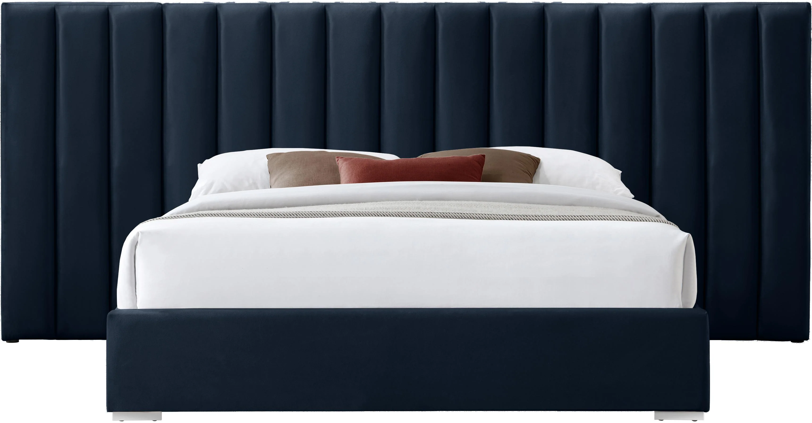 Pablo Navy Velvet Queen Bed - Image 3