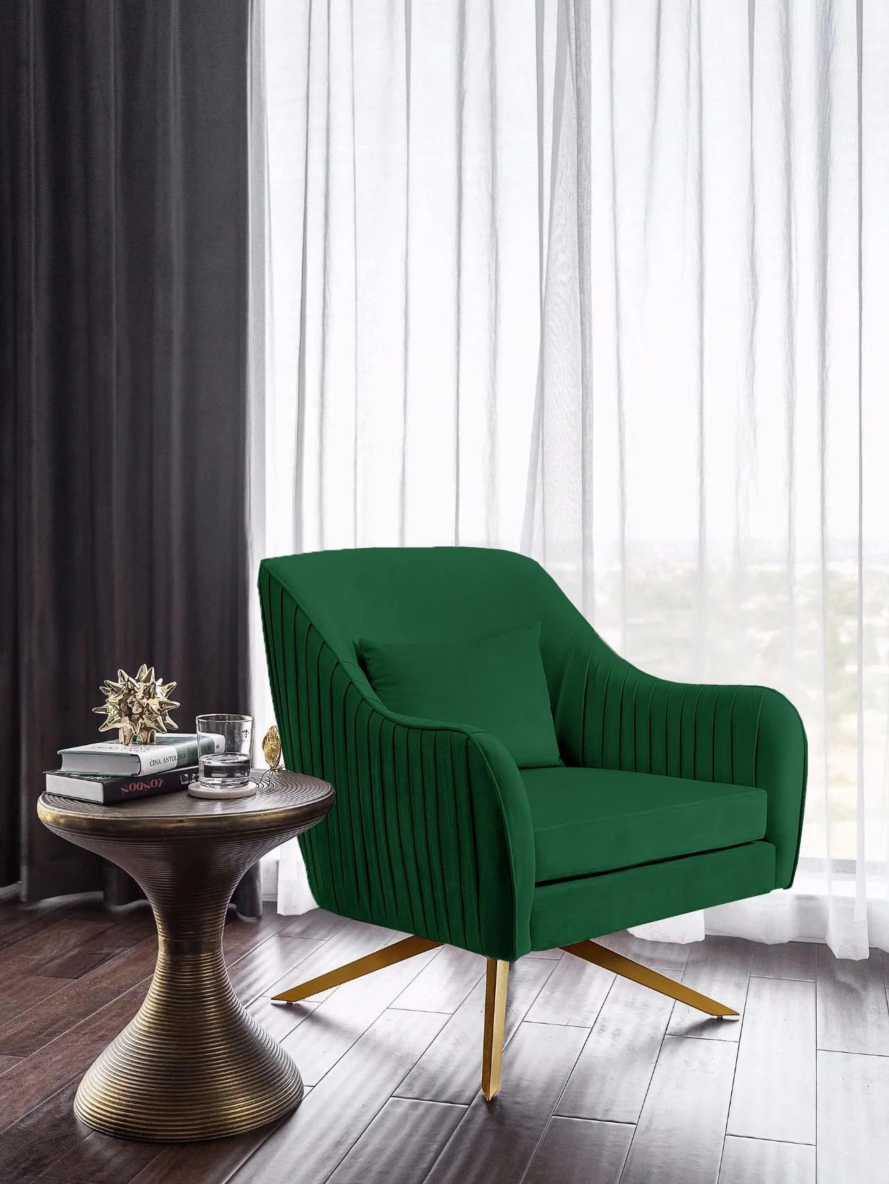 Paloma Green Velvet Accent Chair - Image 2