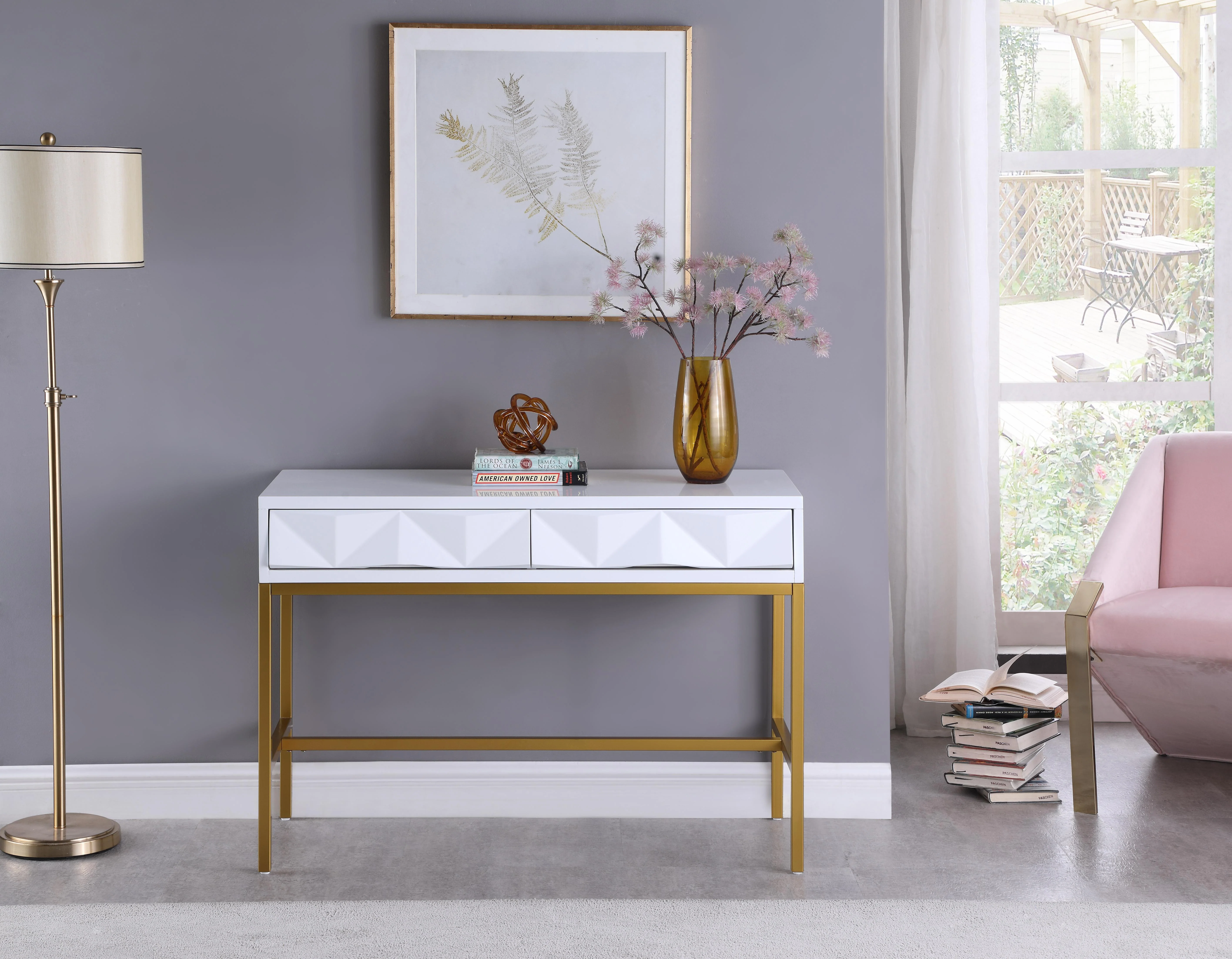 Pandora White Laquer with Gold Console Table - Image 4