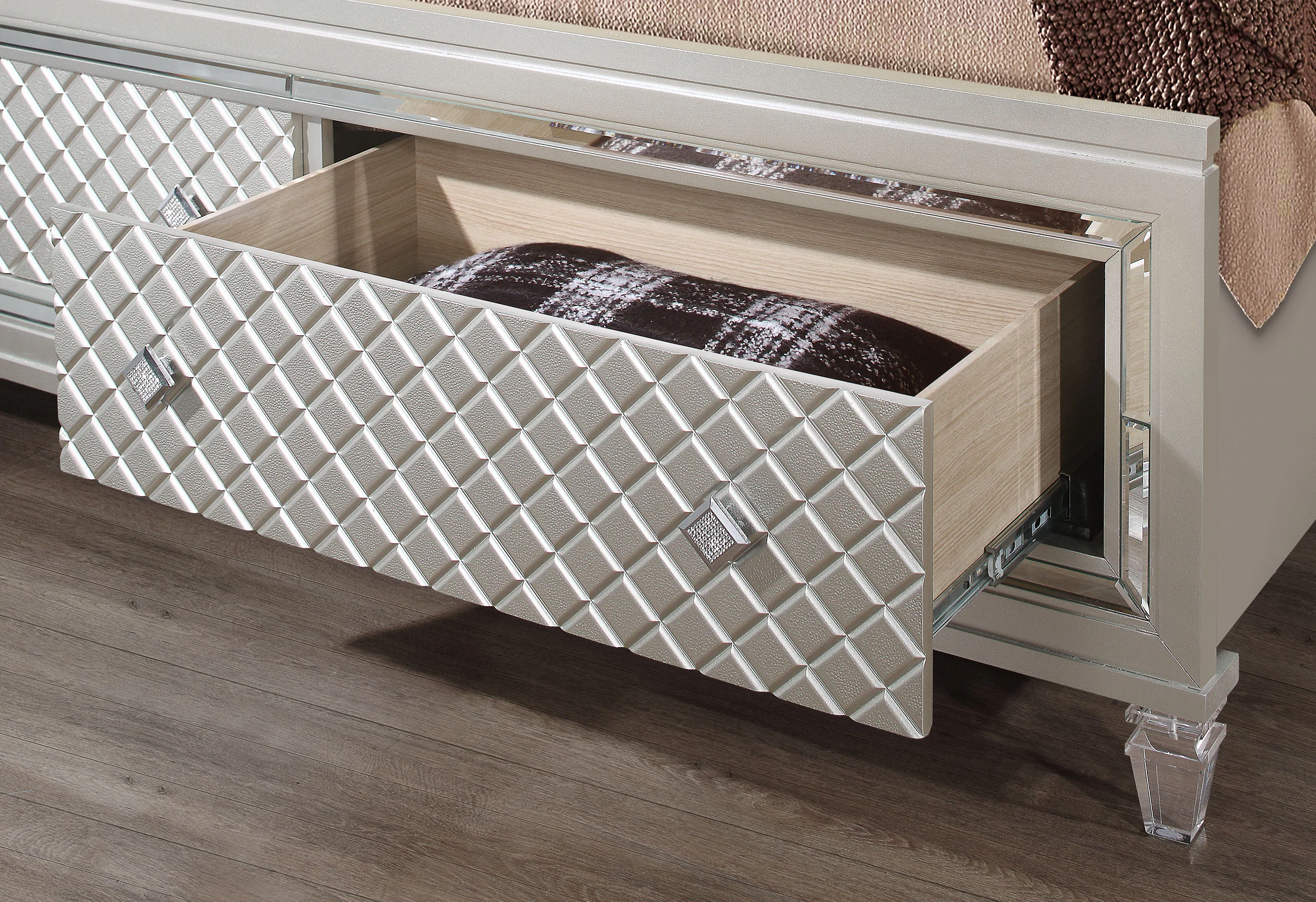 PARIS CHAMPAGNE KING BED GROUP WITH LED - Image 3