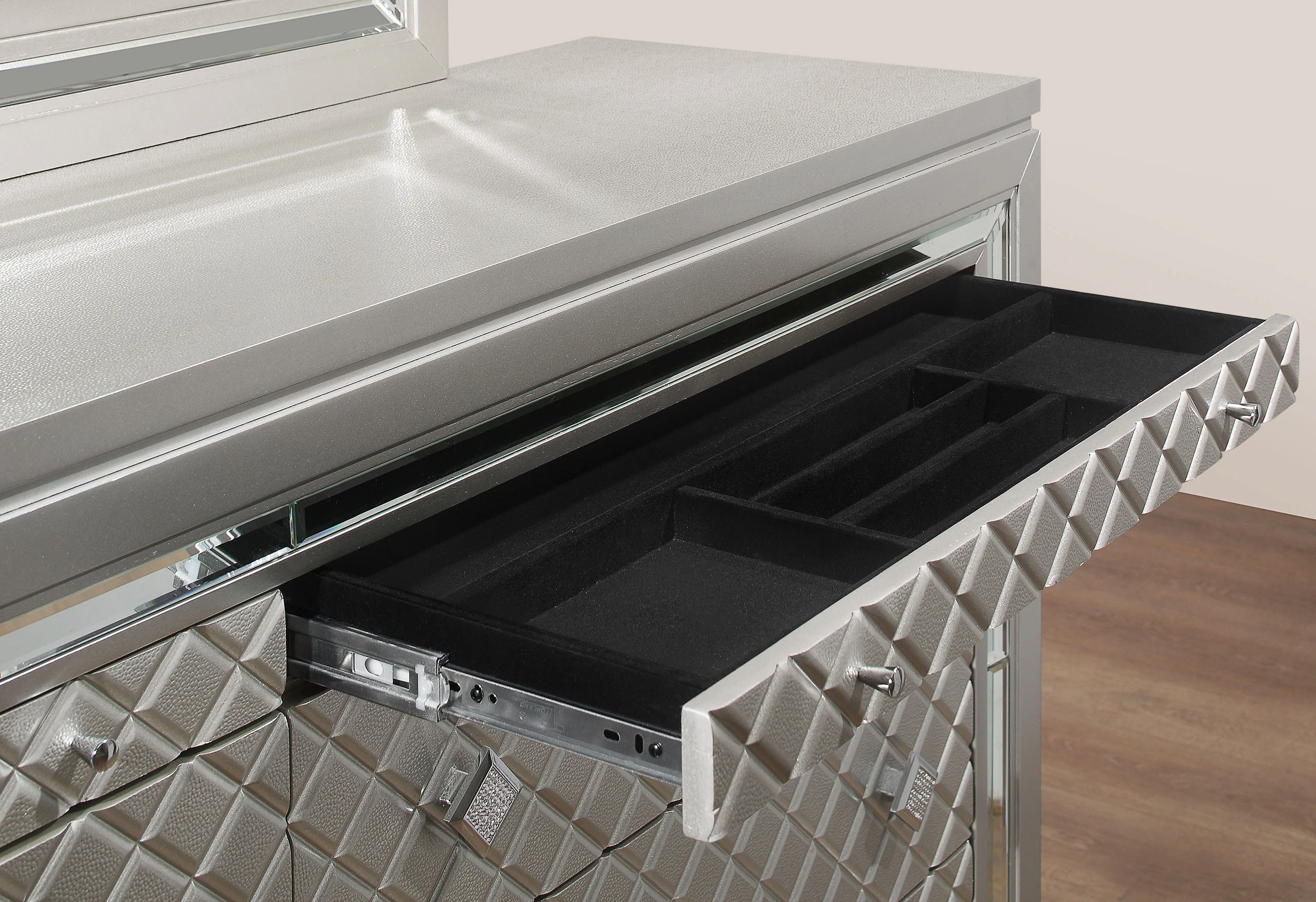 PARIS CHAMPAGNE KING BED GROUP WITH LED - Image 4