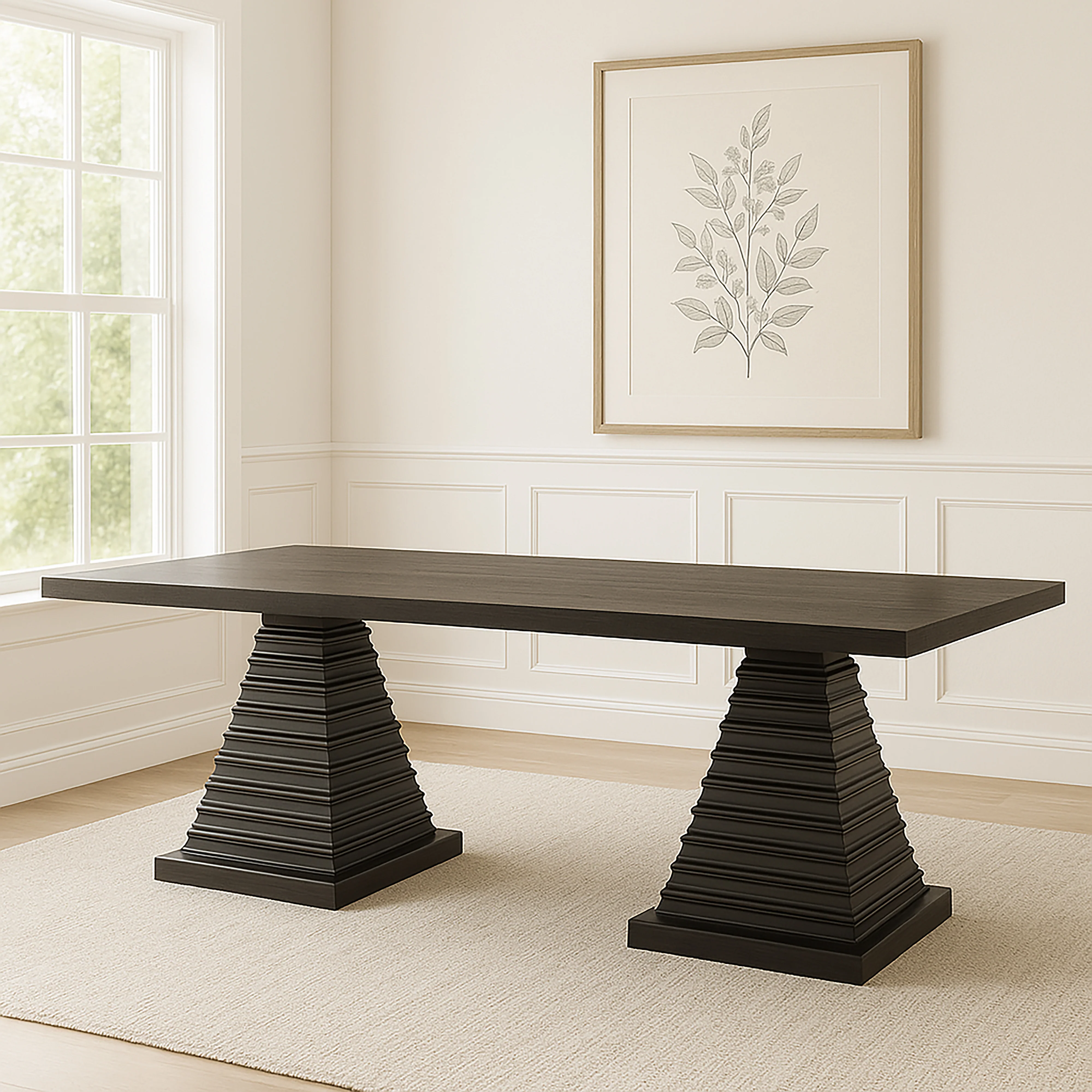 Plateau Rectangle Table Pedestal Base-Rustic Espresso - Image 6