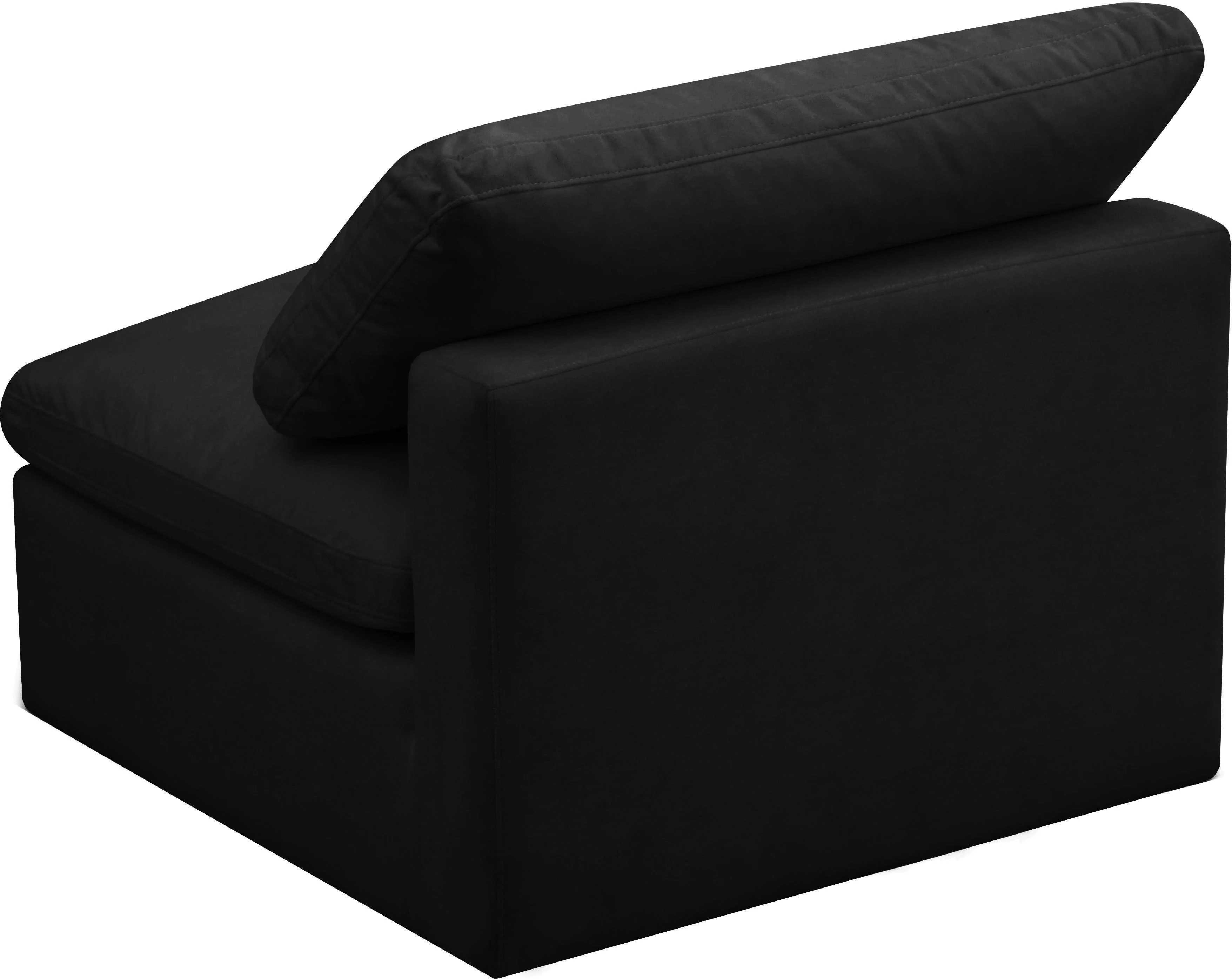 Plush Black Velvet Standard Cloud Modular Armless Chair - Image 4