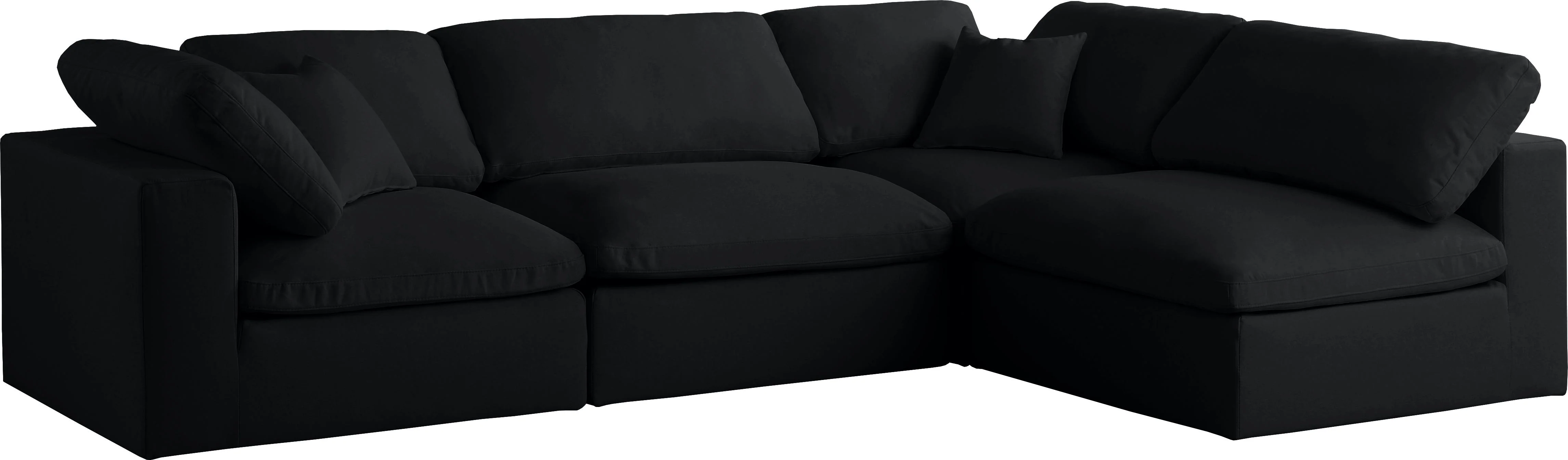 Plush Black Velvet Standard Cloud Modular Sectional - Image 3