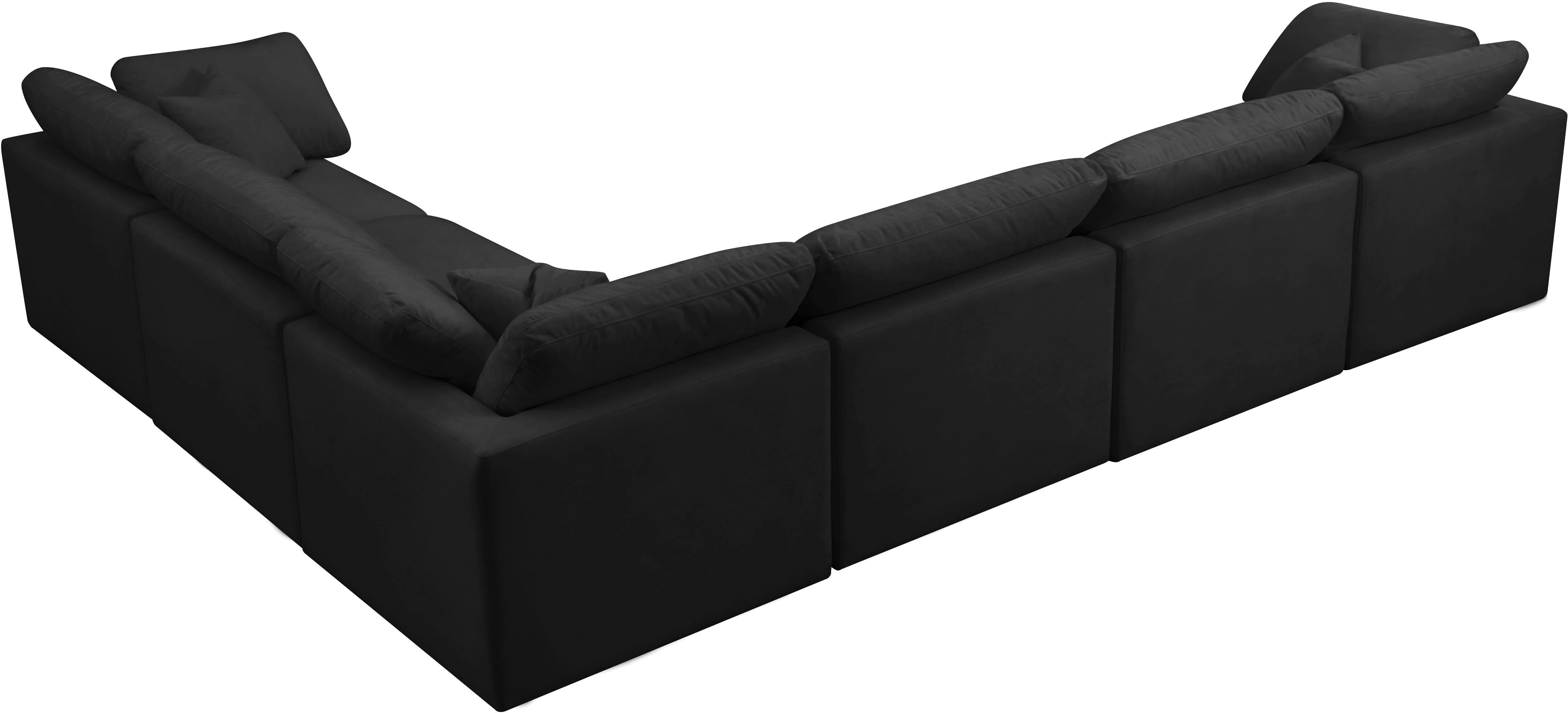 Plush Black Velvet Standard Cloud Modular Sectional - Image 34