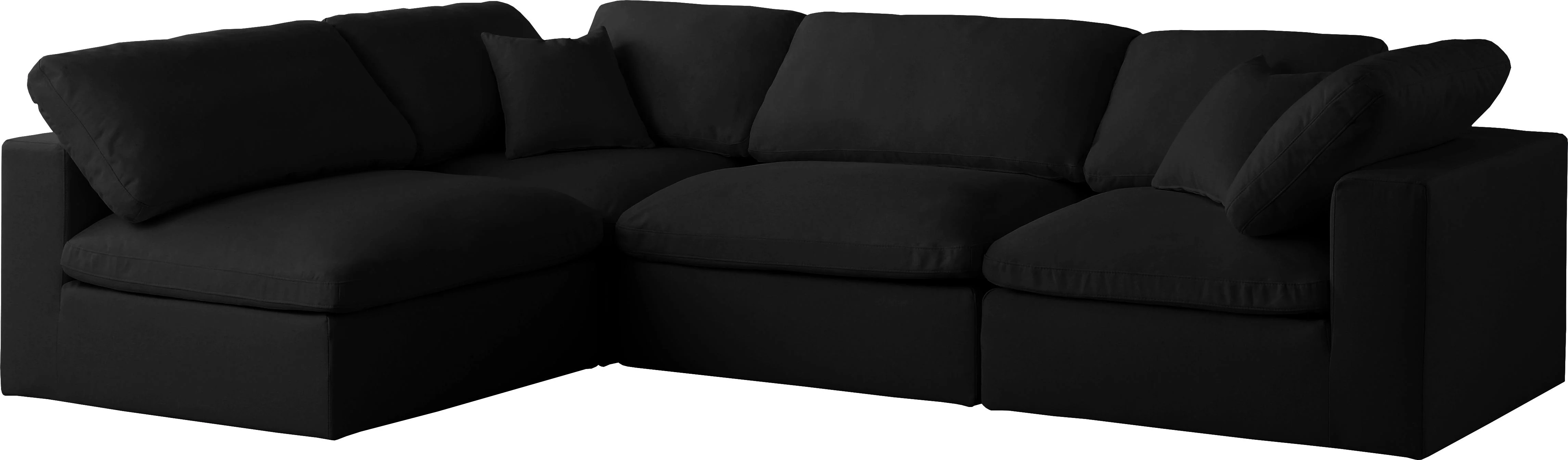 Plush Black Velvet Standard Cloud Modular Sectional - Image 4