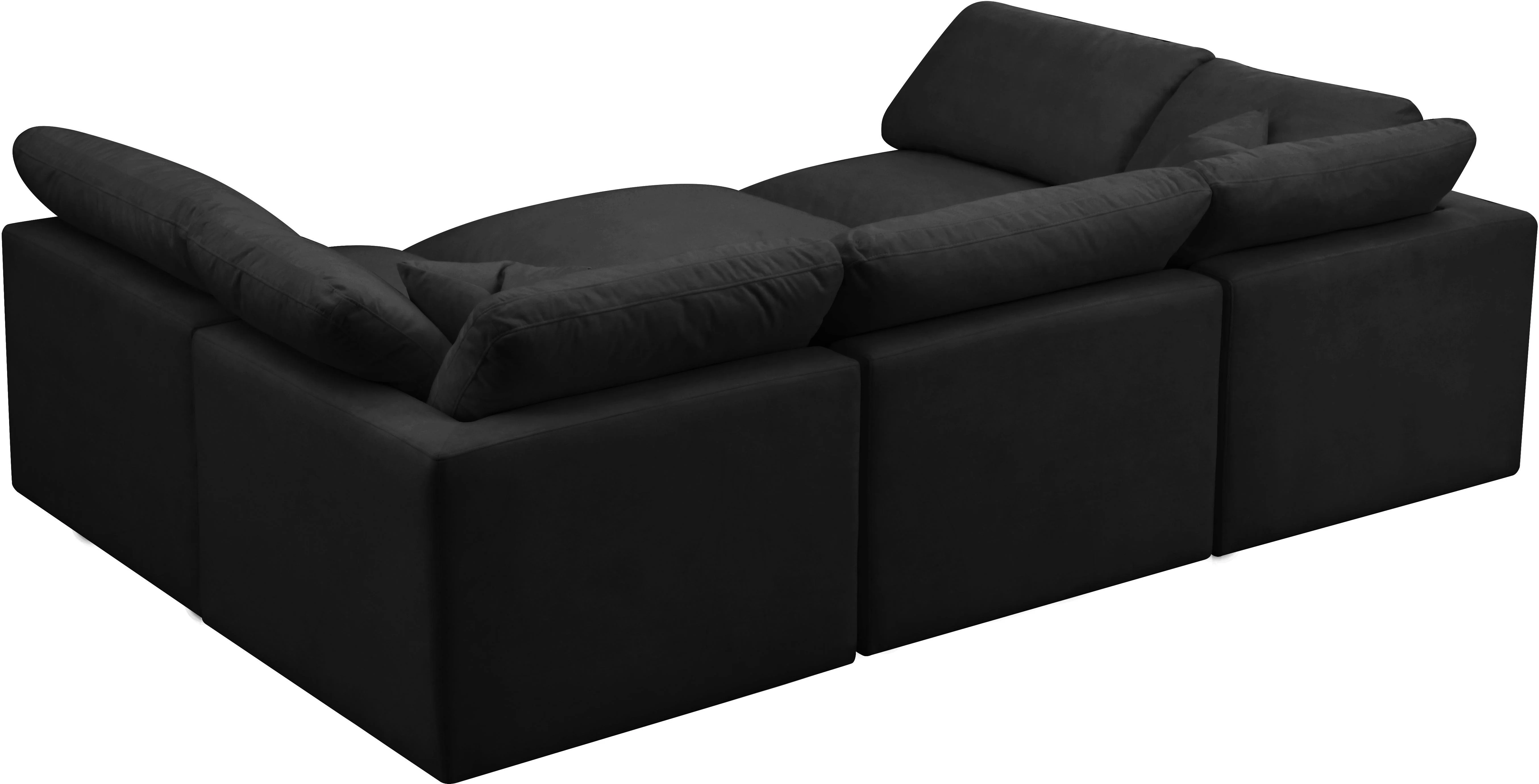 Plush Black Velvet Standard Cloud Modular Sectional - Image 41
