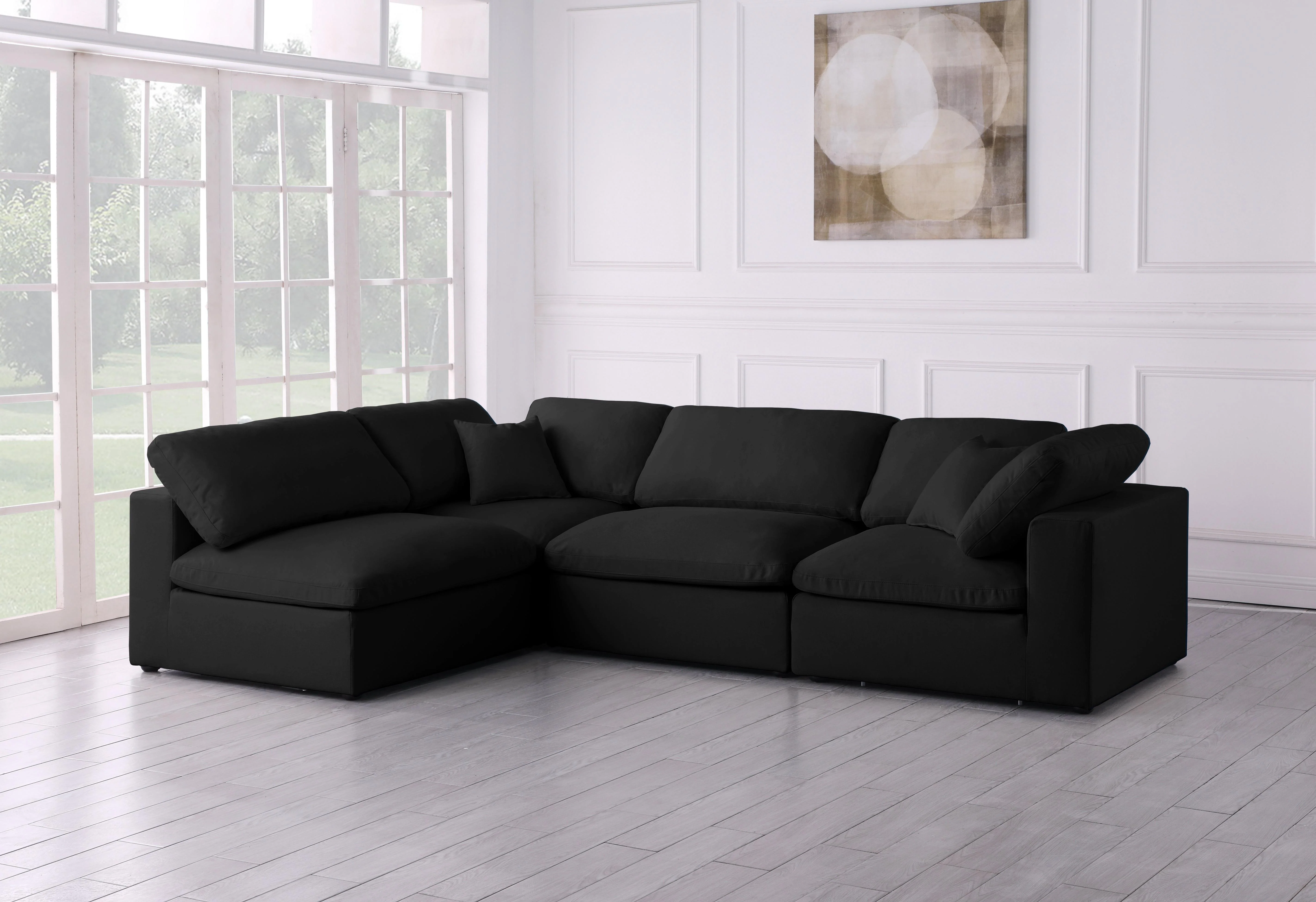 Plush Black Velvet Standard Cloud Modular Sectional - Image 5