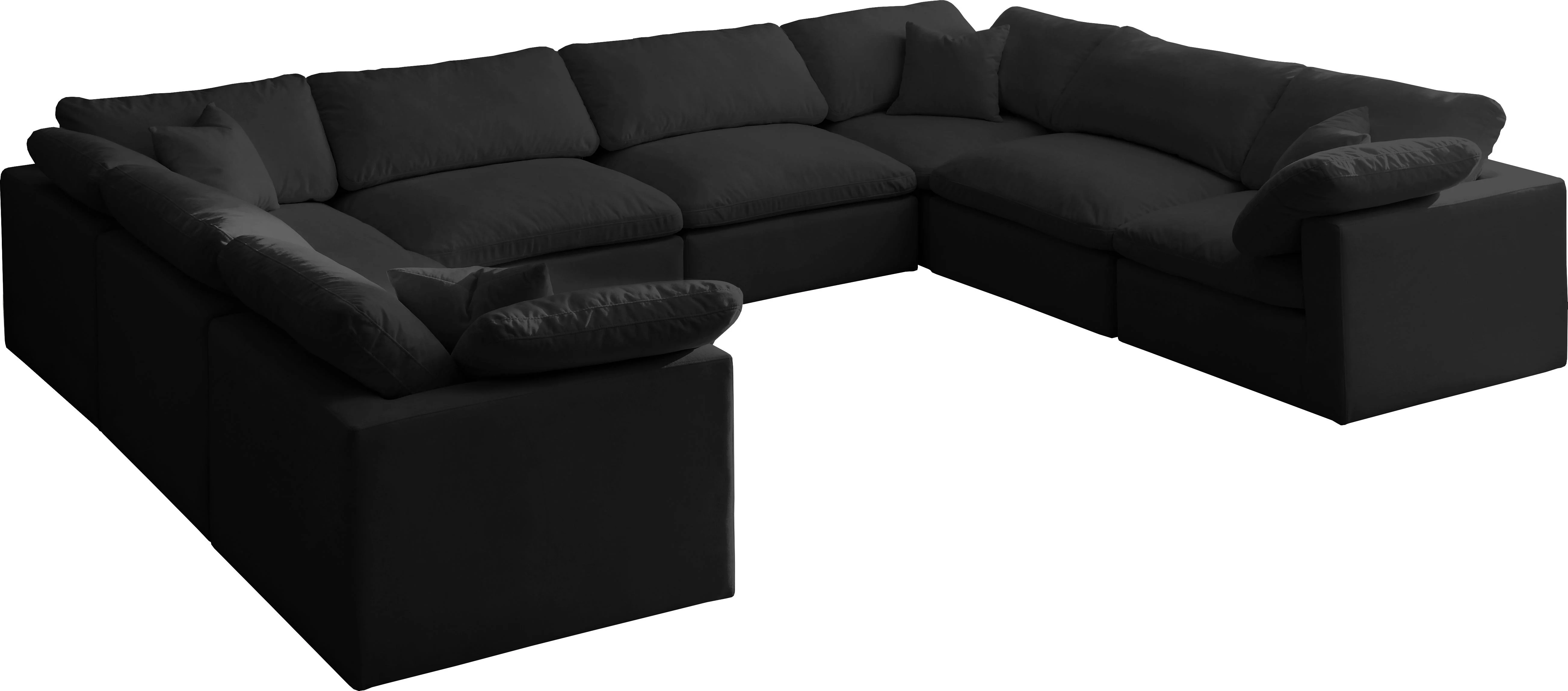 Plush Black Velvet Standard Cloud Modular Sectional - Image 53